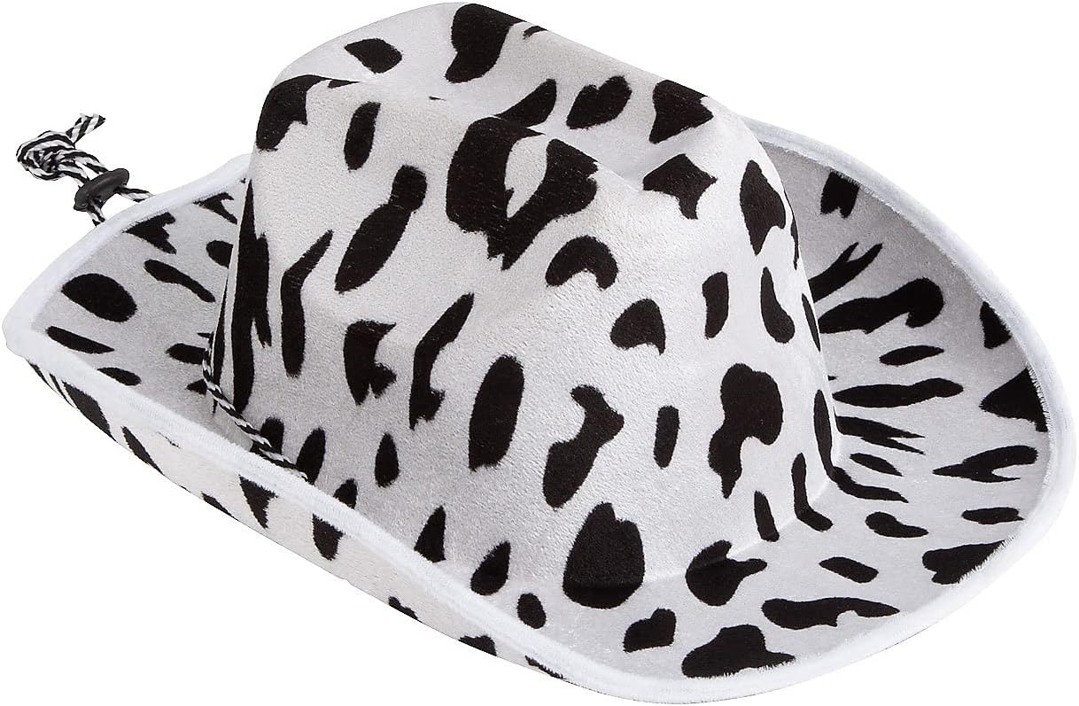 Fun Express Adult Cow Print Cowboy Hats – Perfect for Western -Themed Parties Costume Events Rodeos and More – Fun and Unique Party Accessories for Celebrations Fairs – Black and White – 12 Pieces