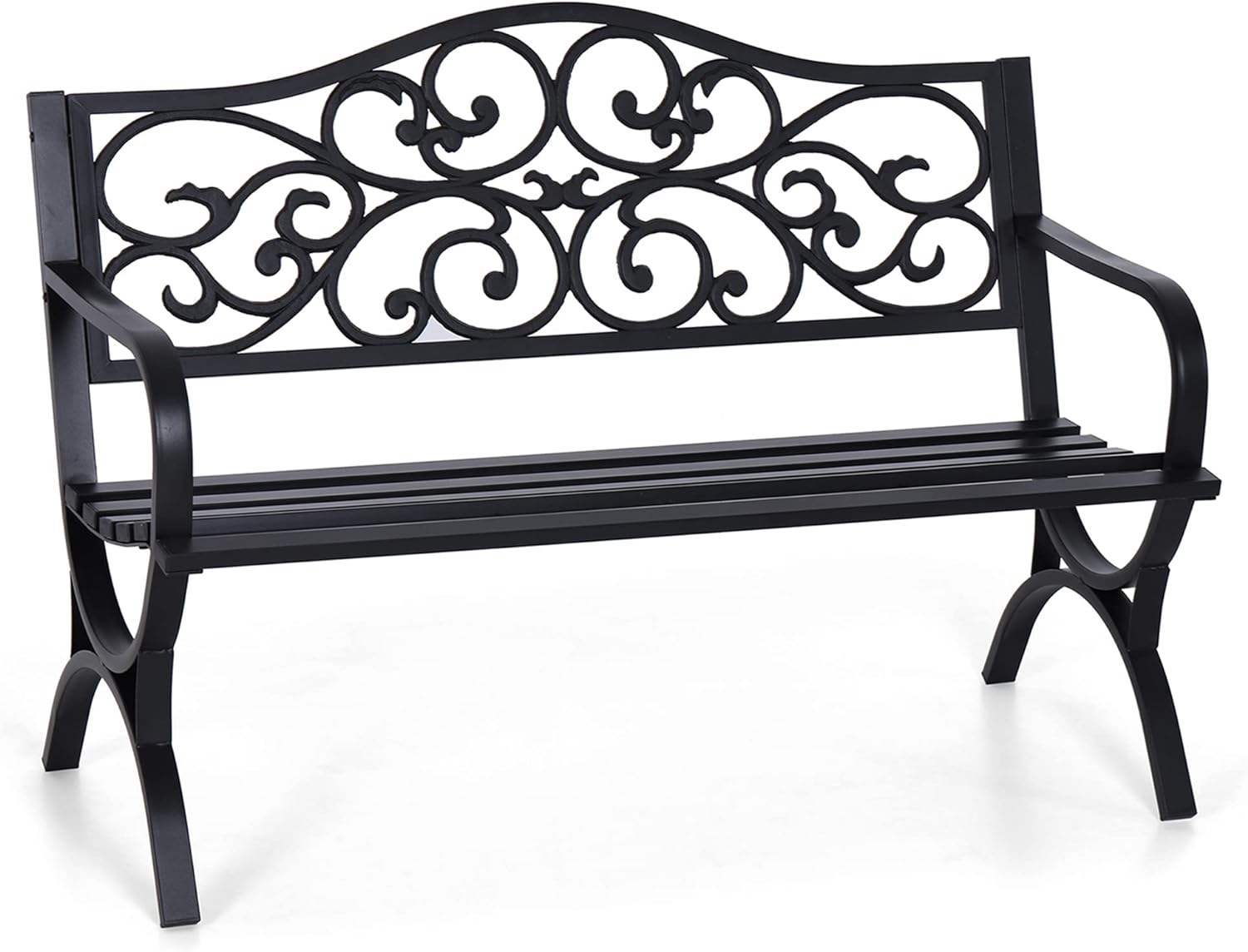 Sophia & William Outdoor Patio Metal Bench Pinkish Red