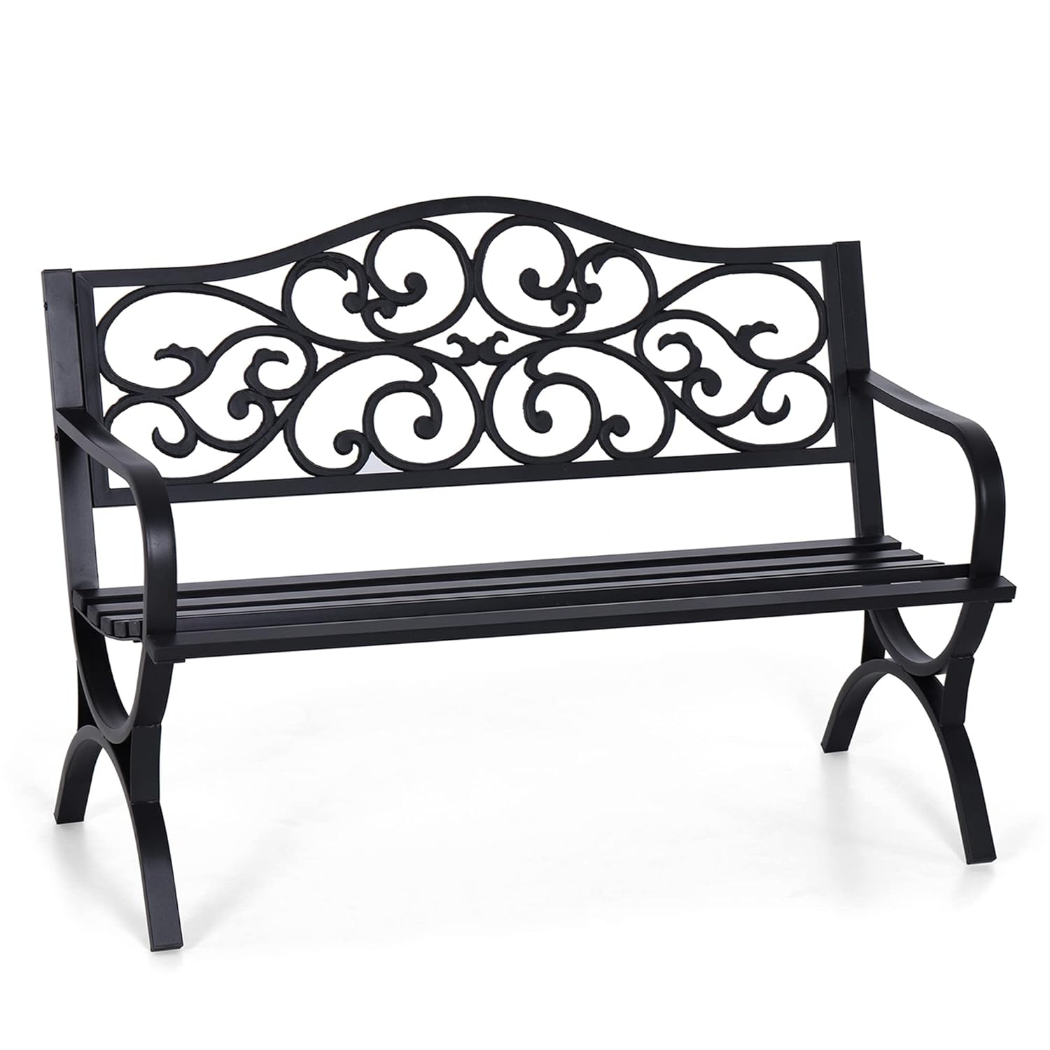 Sophia & William Outdoor Patio Metal Bench Pinkish Red