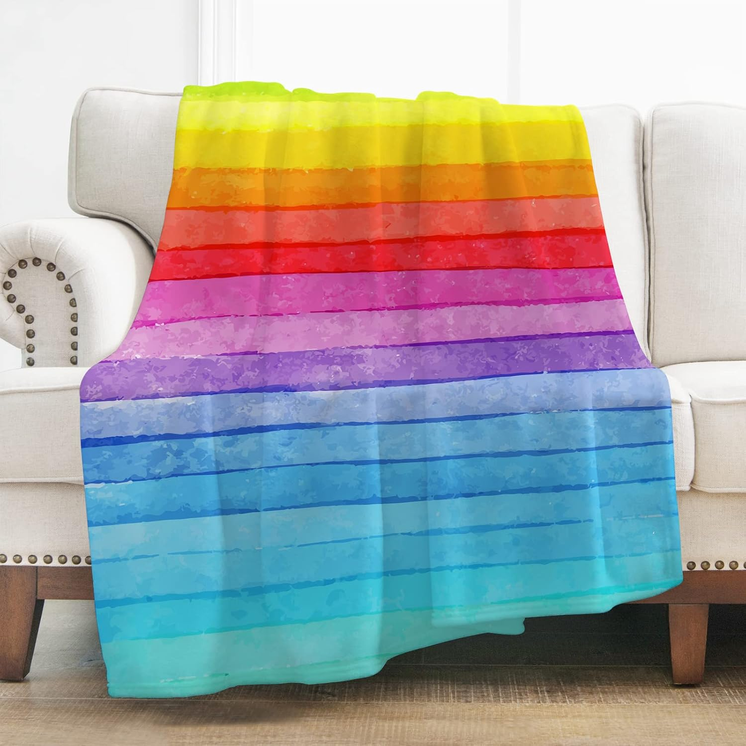 Colorful Rainbow Fleece Throw Blanket for Girls 50" x 60"