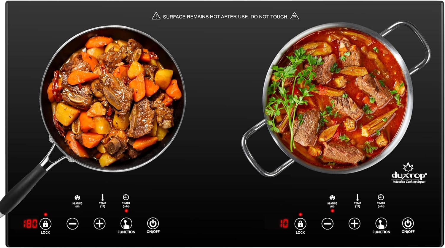 Duxtop Black Glass Portable Induction Cooktop with Touch Controls