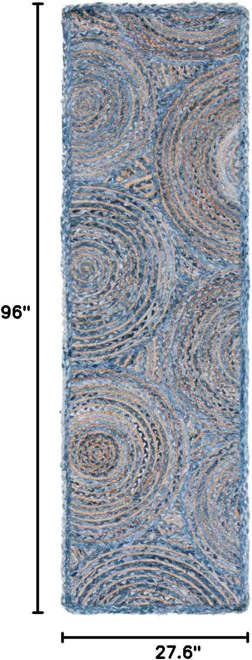 SAFAVIEH Cape Cod Bora Geometric Runner Rug, Blue/Natural, 2'3" x 8'