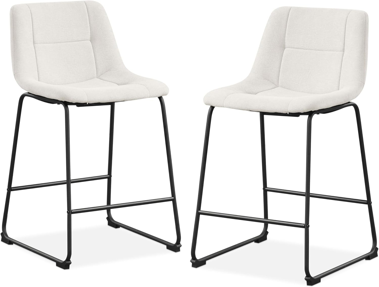 Furniture of America Perri Modern Chenille Counter Height Dining Chairs, White (Set of 2)