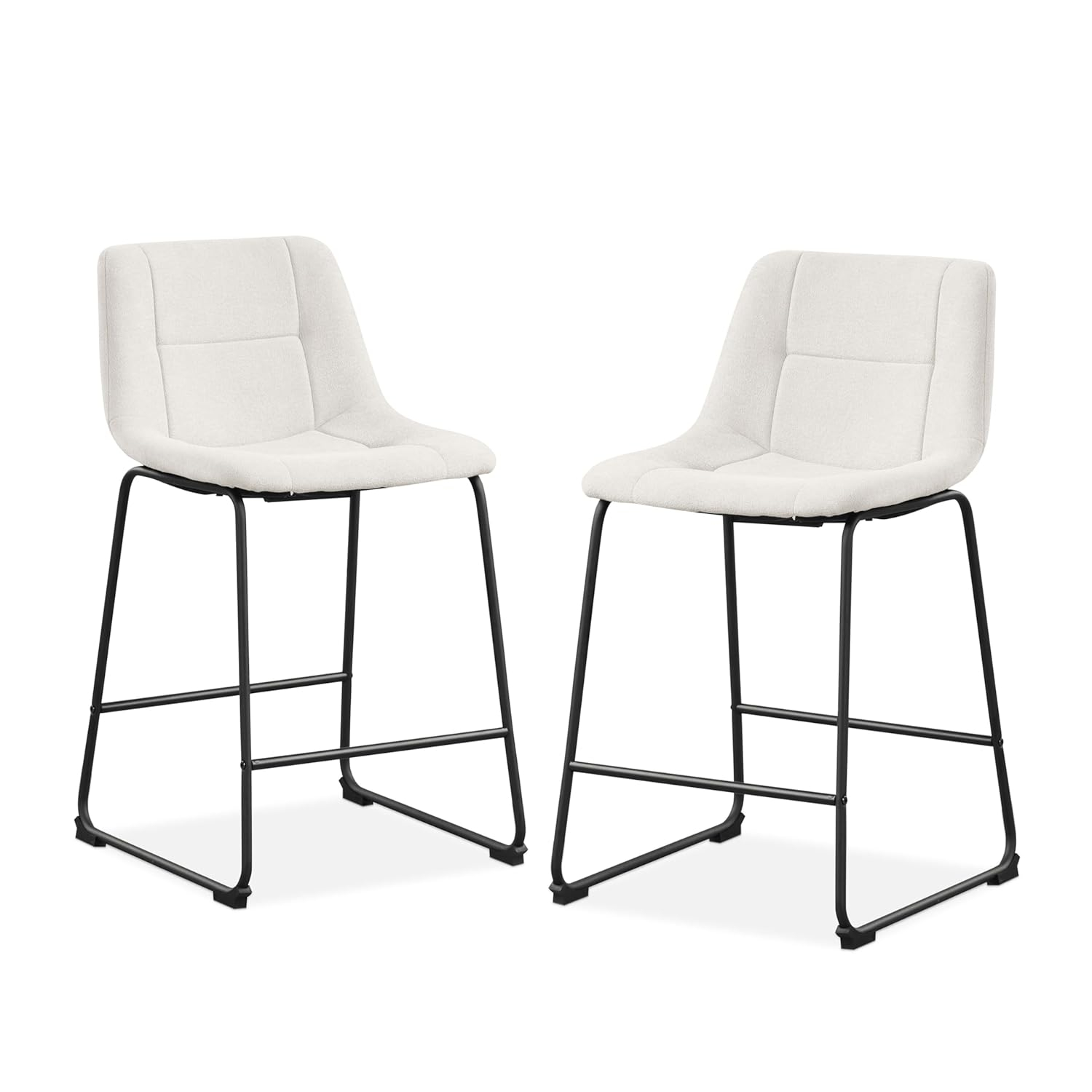 Furniture of America Perri Modern Chenille Counter Height Dining Chairs, White (Set of 2)