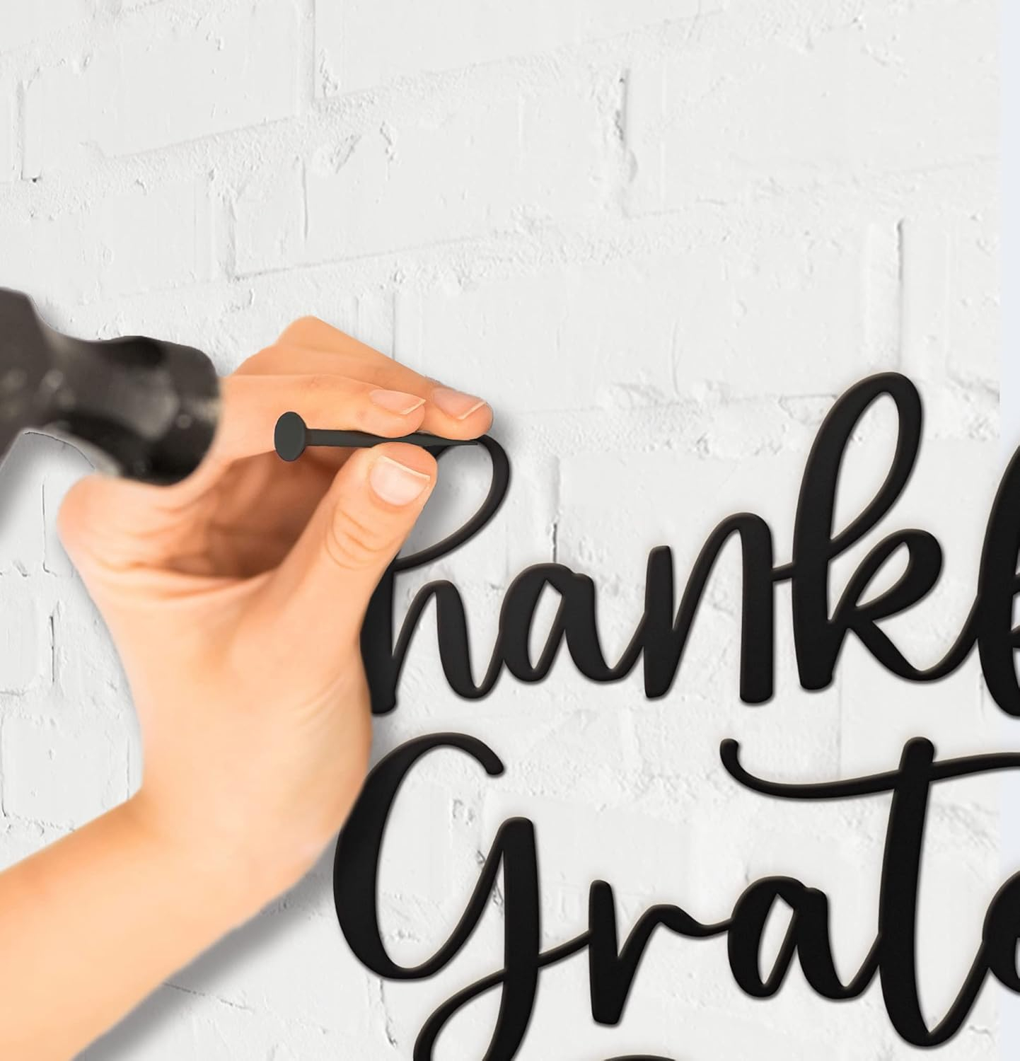 Vivegate Metal Wall Art Decor - 17.5'' x 15.5'' Thankful Grateful Blessed Signage, 3 Pieces, Black, Durable Sign for Home Decor