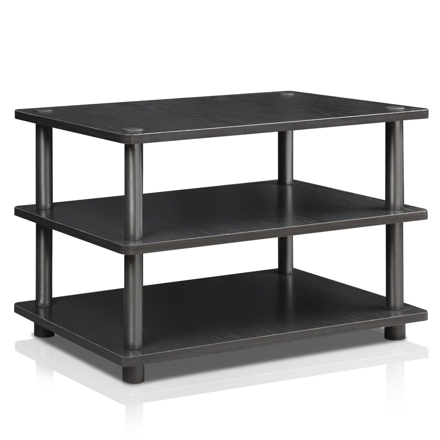 Furinno Easy Assembly 3-Tier Corner TV Stand for TVs up to 25" Storage Shleves CorLiving Blackwood