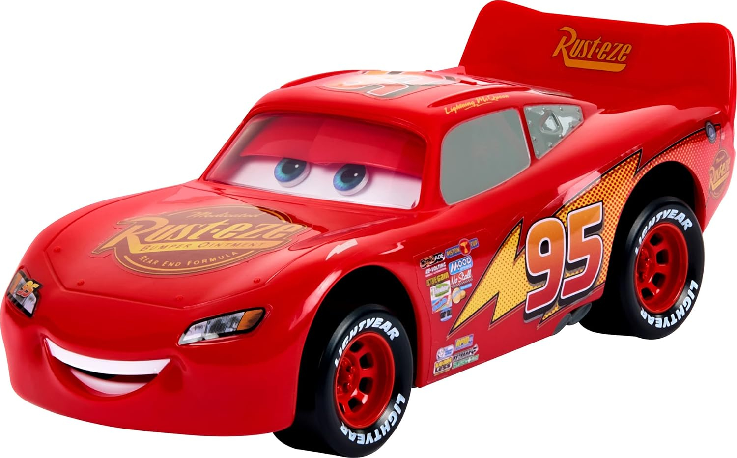 Disney Pixar Cars Toy Cars & Trucks, Moving Moments Lightning McQueen Vehicle with Moving Eyes & Mouth