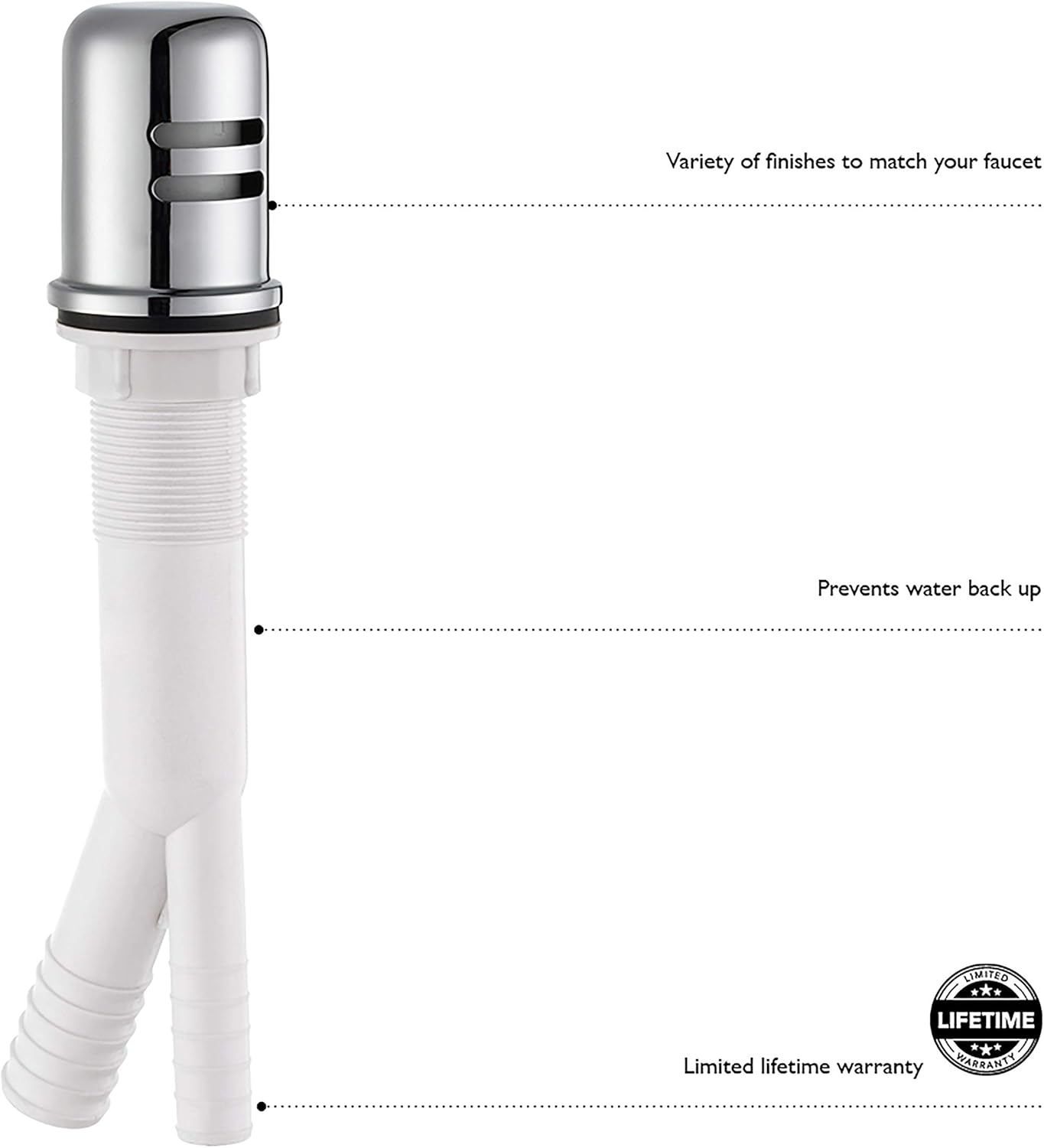 Dishwasher Air Gap Kit with Solid Brass Skirted Cover, Satin Nickel – Design House, 522953