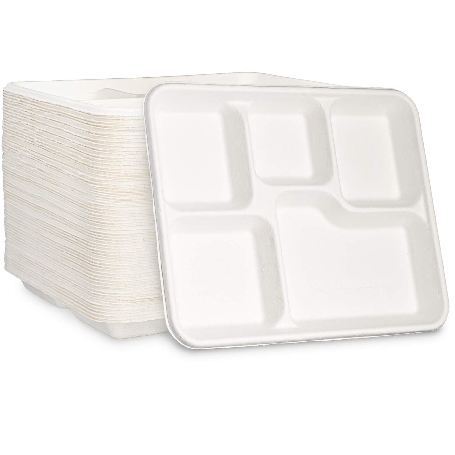 GUSTO Heavy Duty Paper Plates Bulk Rectangular Disposable Dinner Plates, 125-Pack White