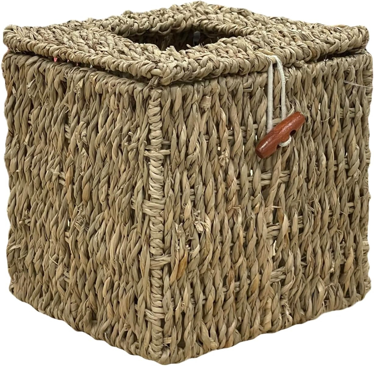 HOMESTEAD Seagrass Tissue Box Holder, Tissue Box Cover Square for Table Decoration and Bathroom - 5.5" L x 5.5" W x 5.7" H