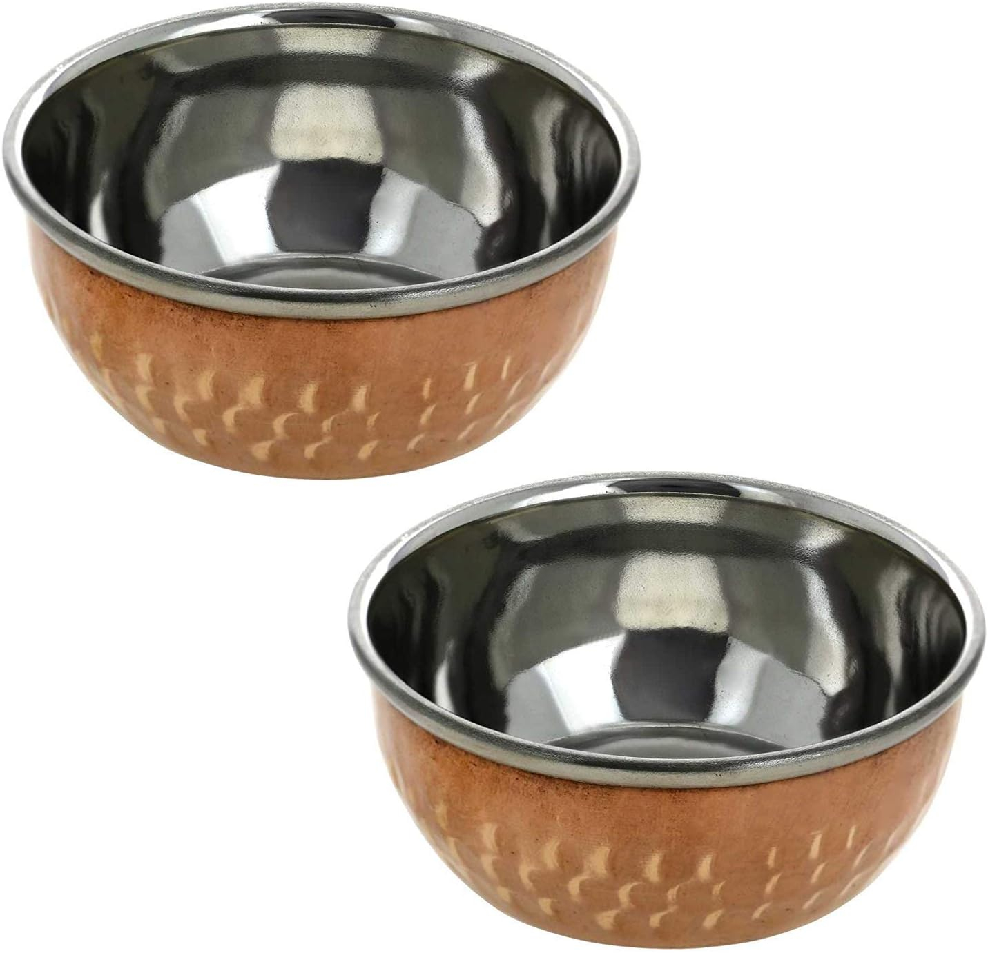 Rastogi Handicrafts Stainless steel-copper Hammered serving bowls for dining & serving (2)