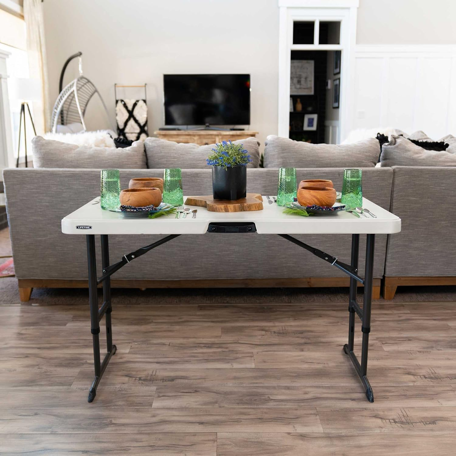 Lifetime 4 Foot Rectangle Folding Table Indoor/Outdoor Commercial Grade, Almond (80387)