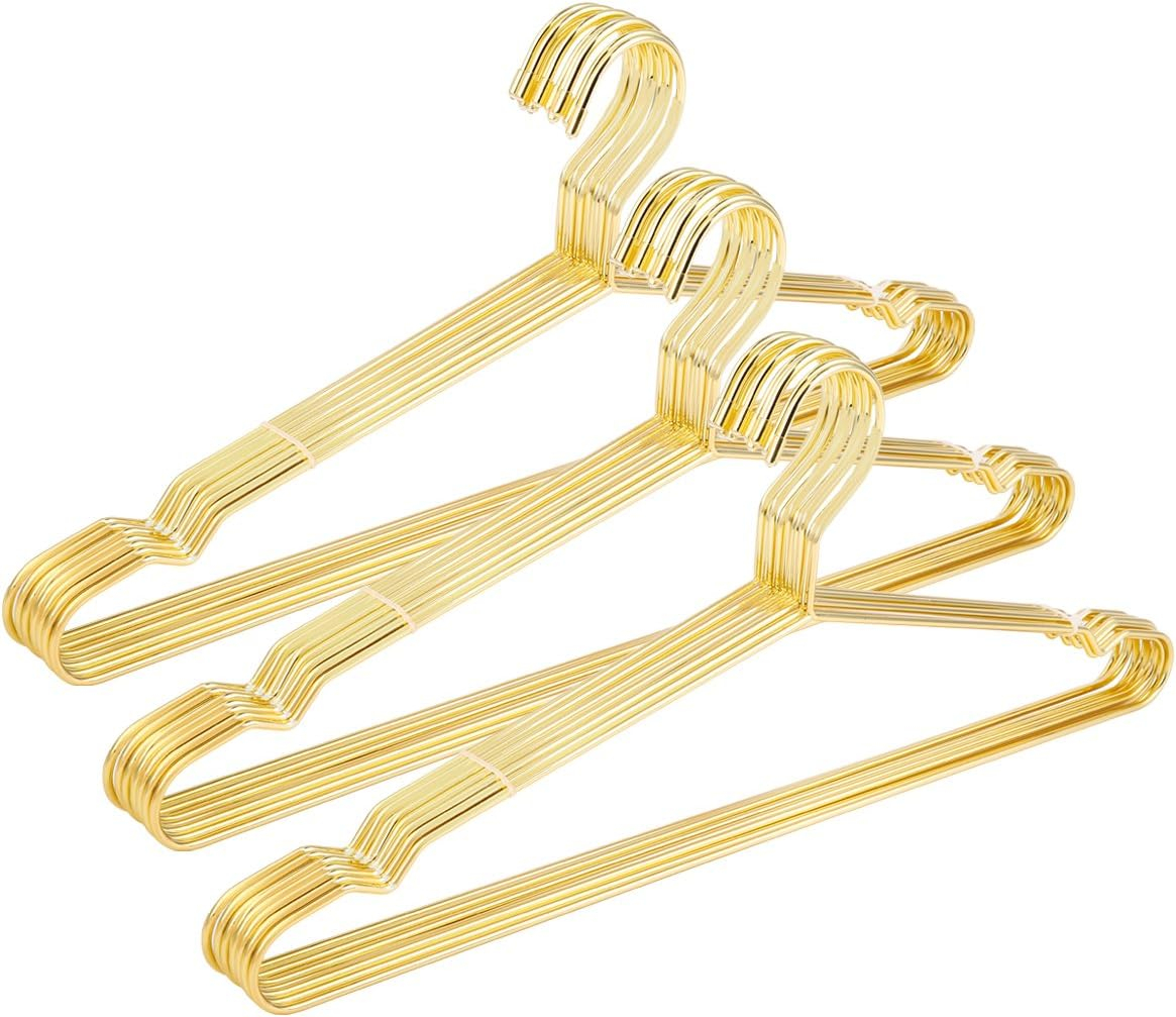 Slim Gold Metal Wire Suit Hangers, 17.7" Wide, 30 Pack