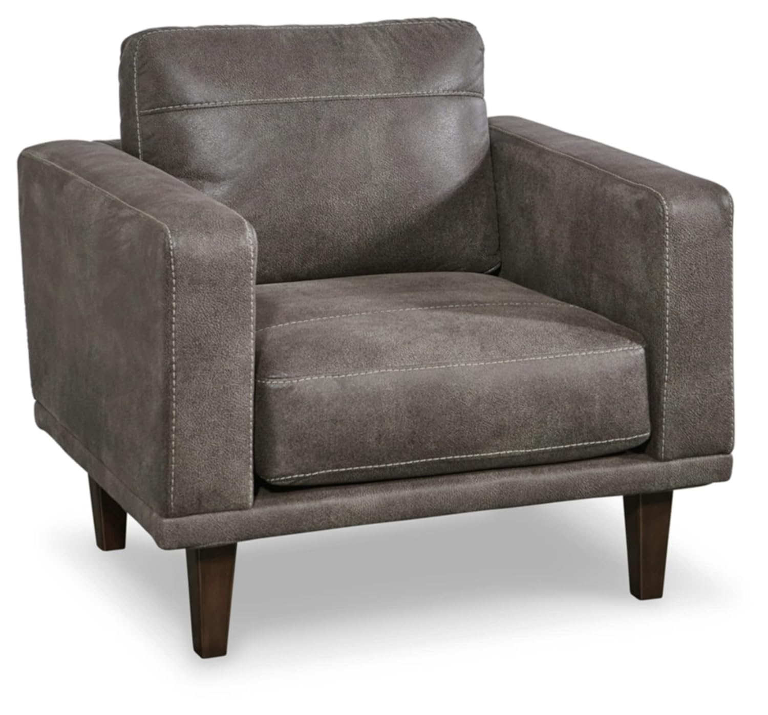 Contemporary Dark Gray Faux Leather 34" Accent Chair
