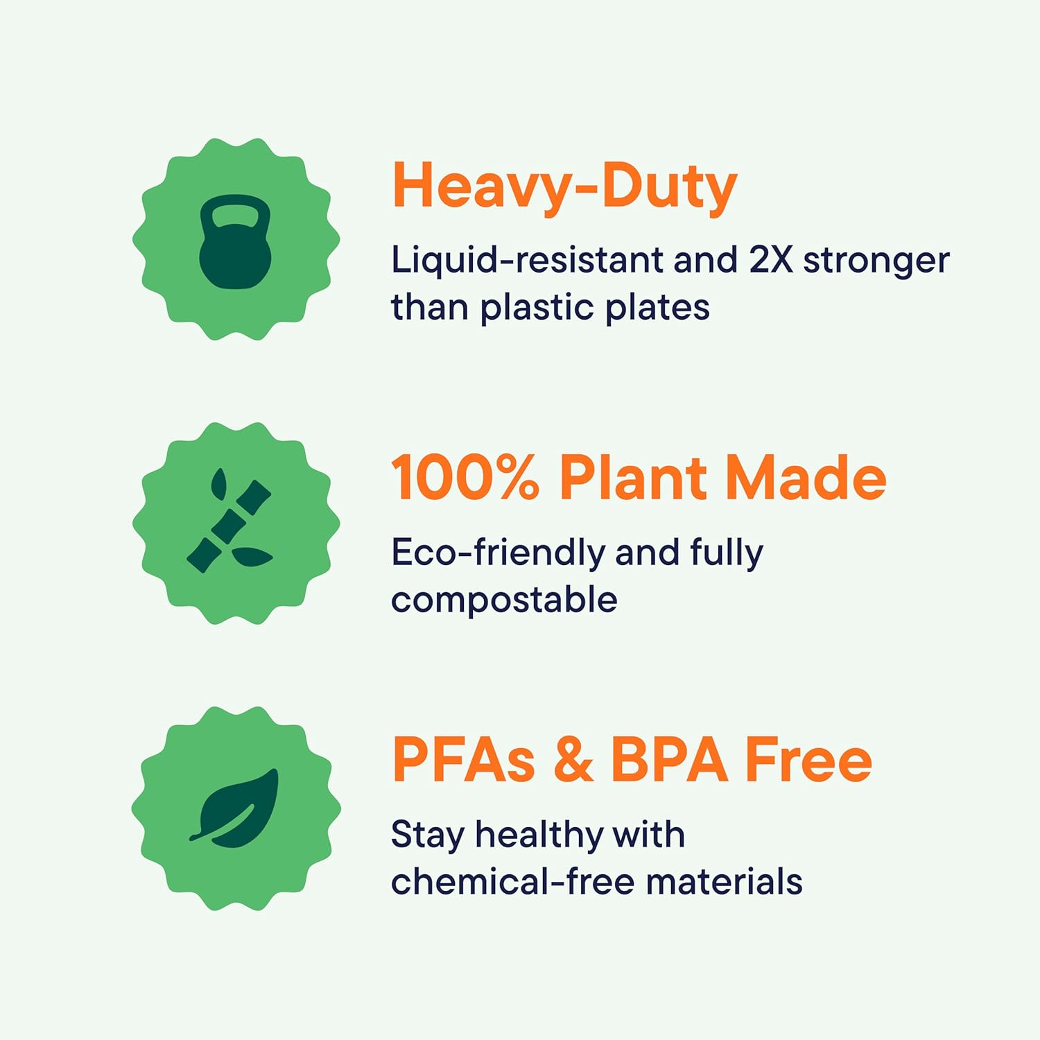 Stack Man 100% Compostable, 3 Compartment Section, Disposable Paper Plates [9 in. - 125-Pack] -Heavy Duty Biodegradable, BBQ, Lunch Trays