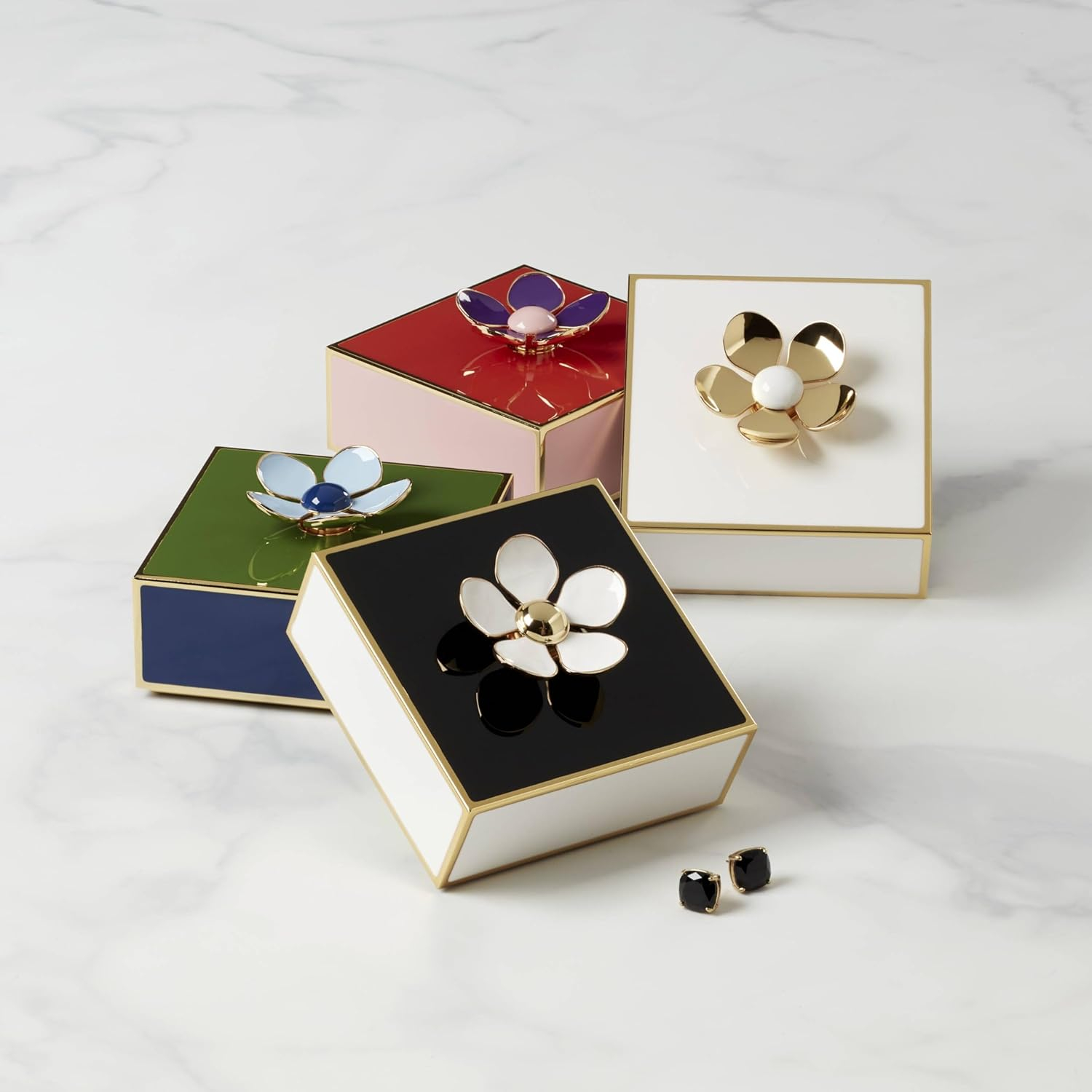 Green and Navy Floral Stainless Steel Keepsake Box