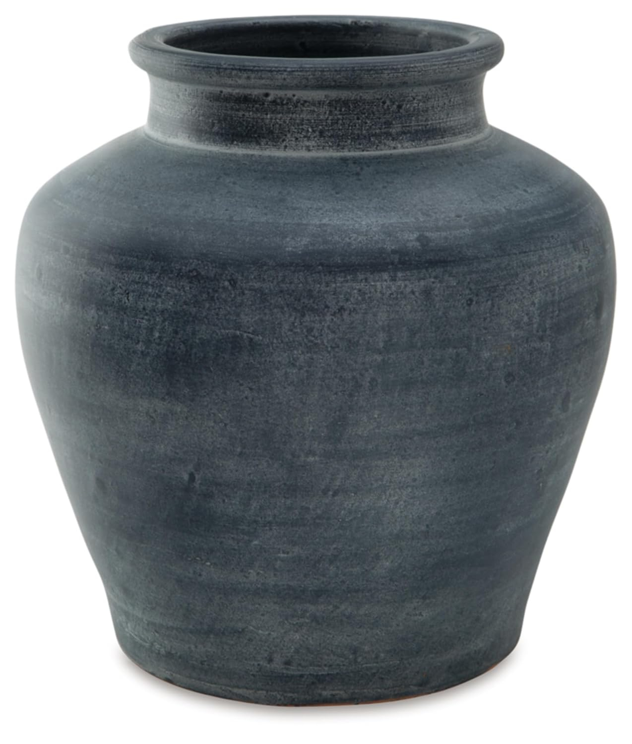 Distressed Blue Ceramic Table Vase with Wide Mouth