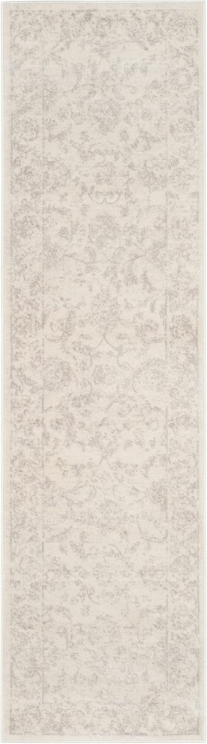 Hand-Knotted Cream & Light Grey Synthetic Runner Rug - 2'3" x 6'