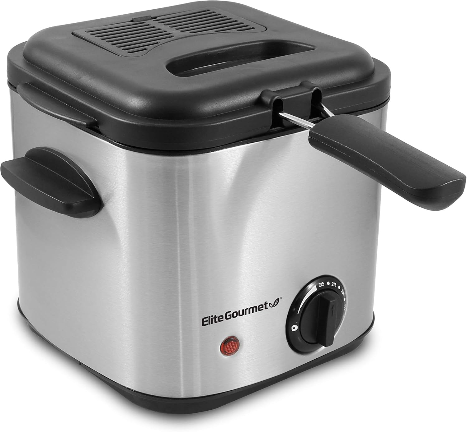 Elite Gourmet 1.5 qt 800W Electric Deep Fryer, Stainless Steel