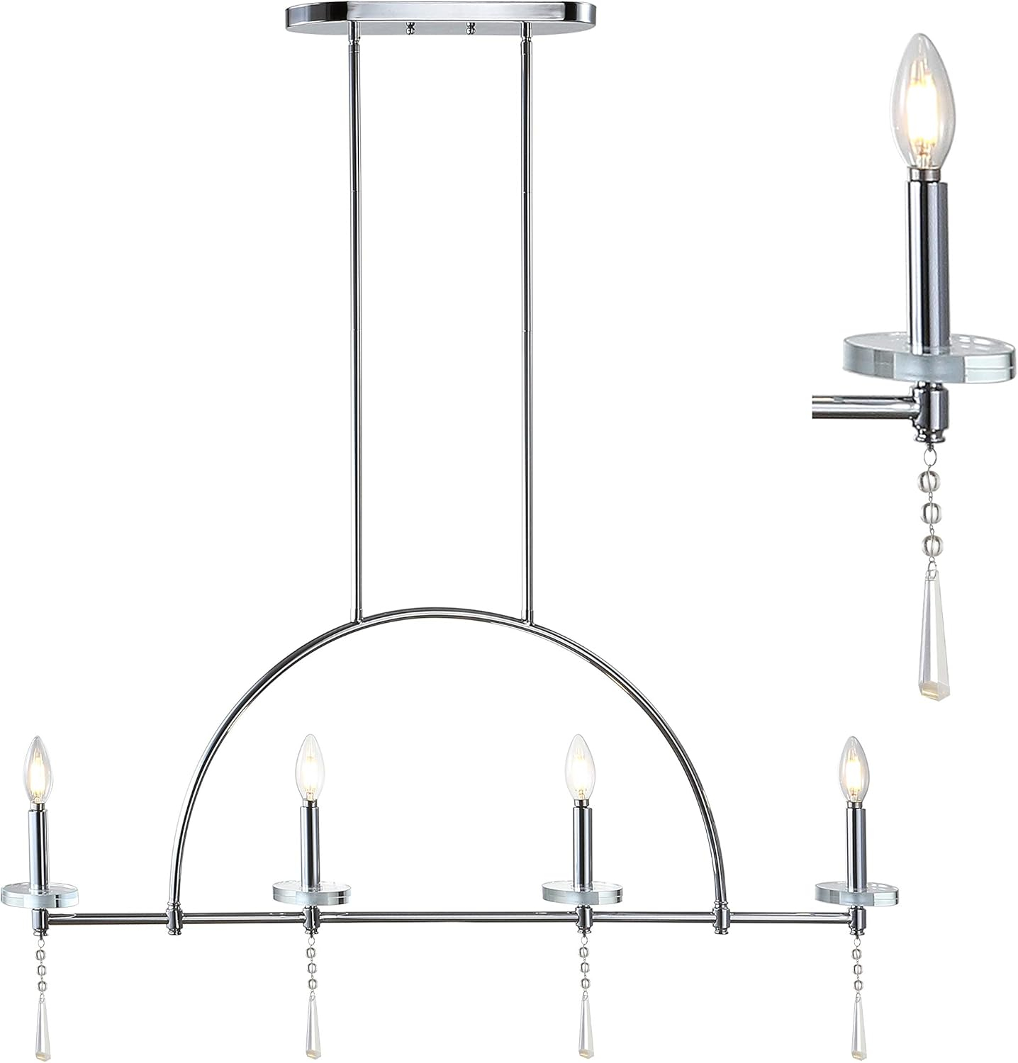 Doris 41" 4-light Linear Metal/Crystal LED Pendant, Chrome