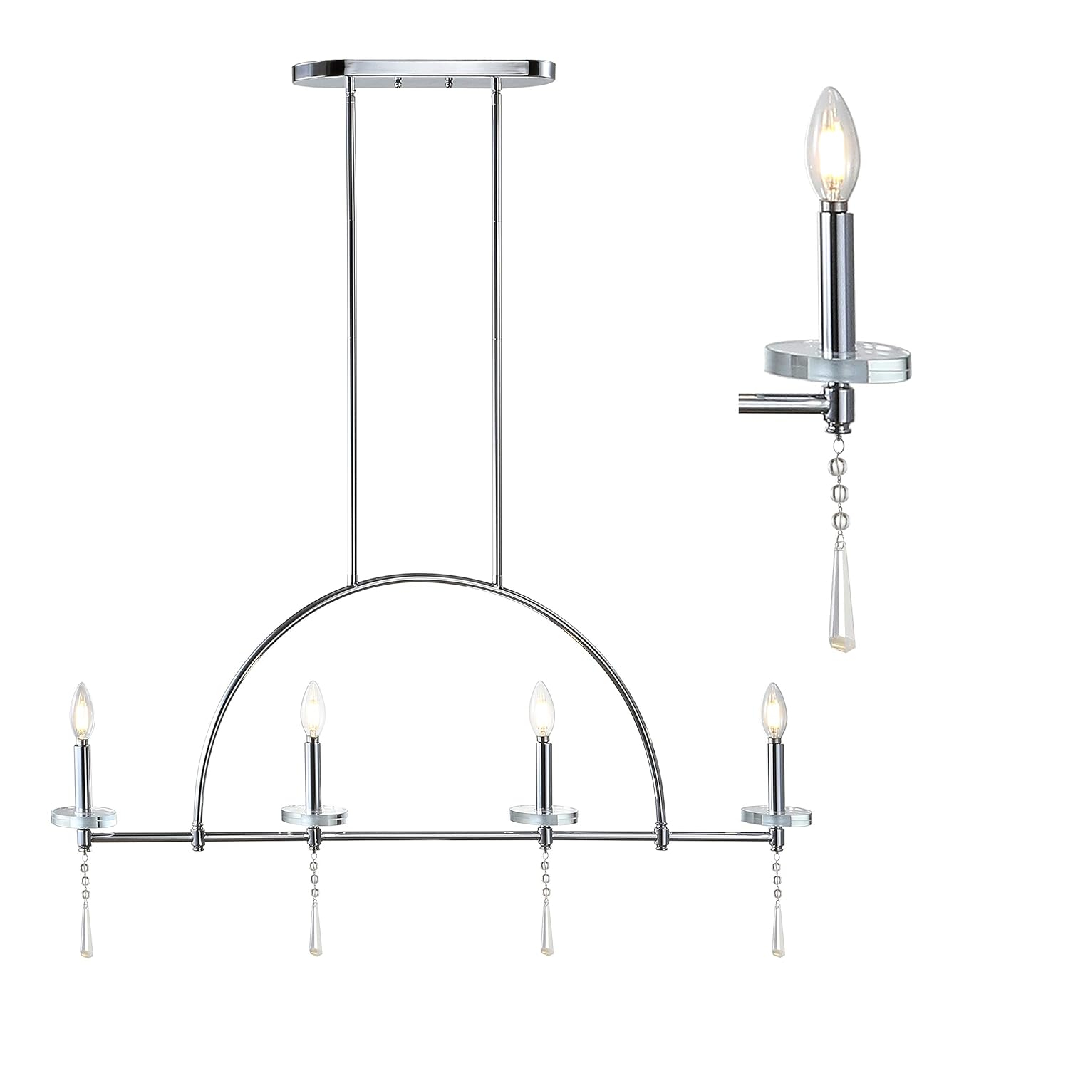 Doris 41" 4-light Linear Metal/Crystal LED Pendant, Chrome