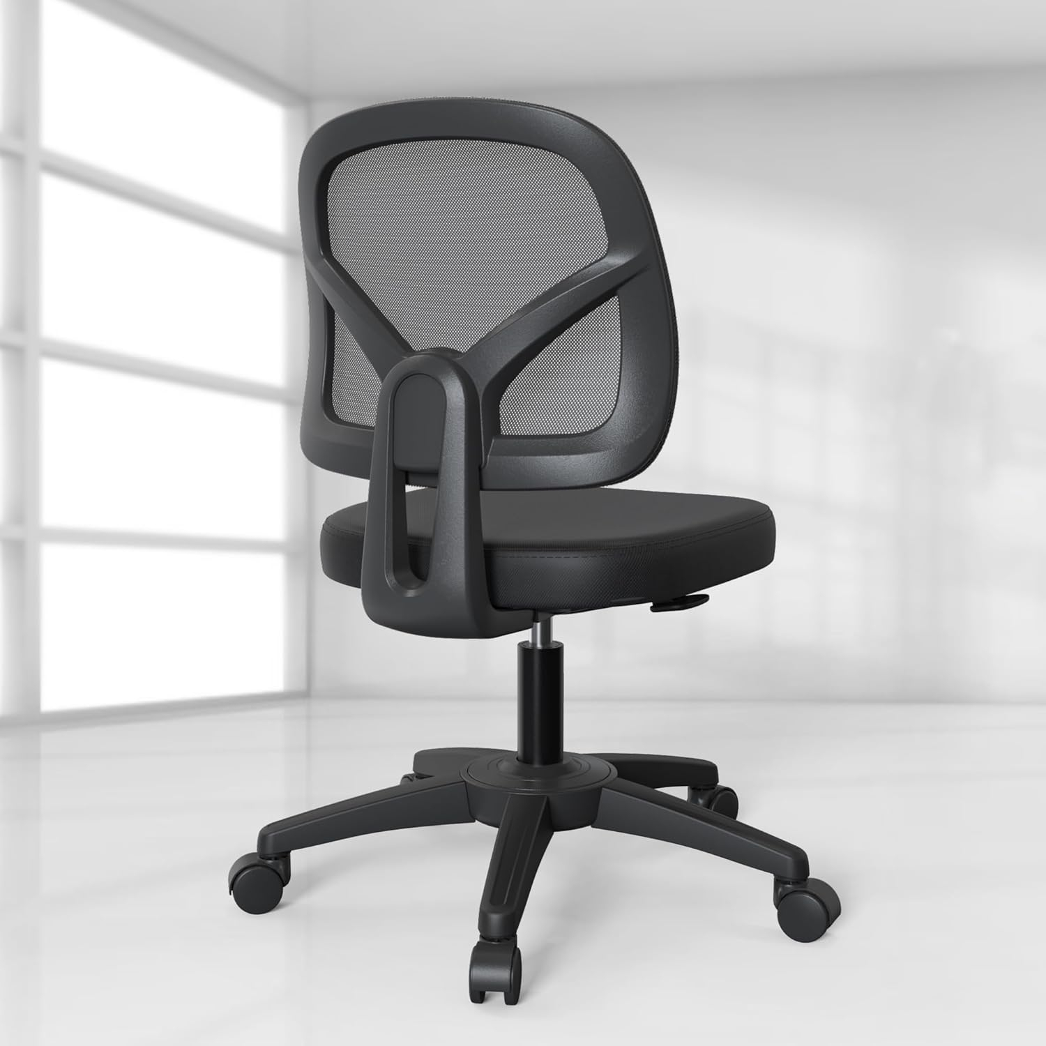 Mesh Office Chair Ergonomic Small Desk Chair No Arms Black Swivel Computer Chair with Wheels Task Chair for Small Spaces Mid Back Home Office Chair for Adults and Kids