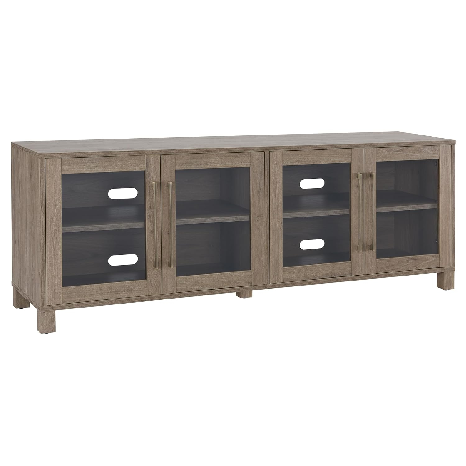 Henn&Hart Rectangular TV Stand for TV's up to 80" in Antiqued Gray, Electric Fireplace TV Stands for the Living Room