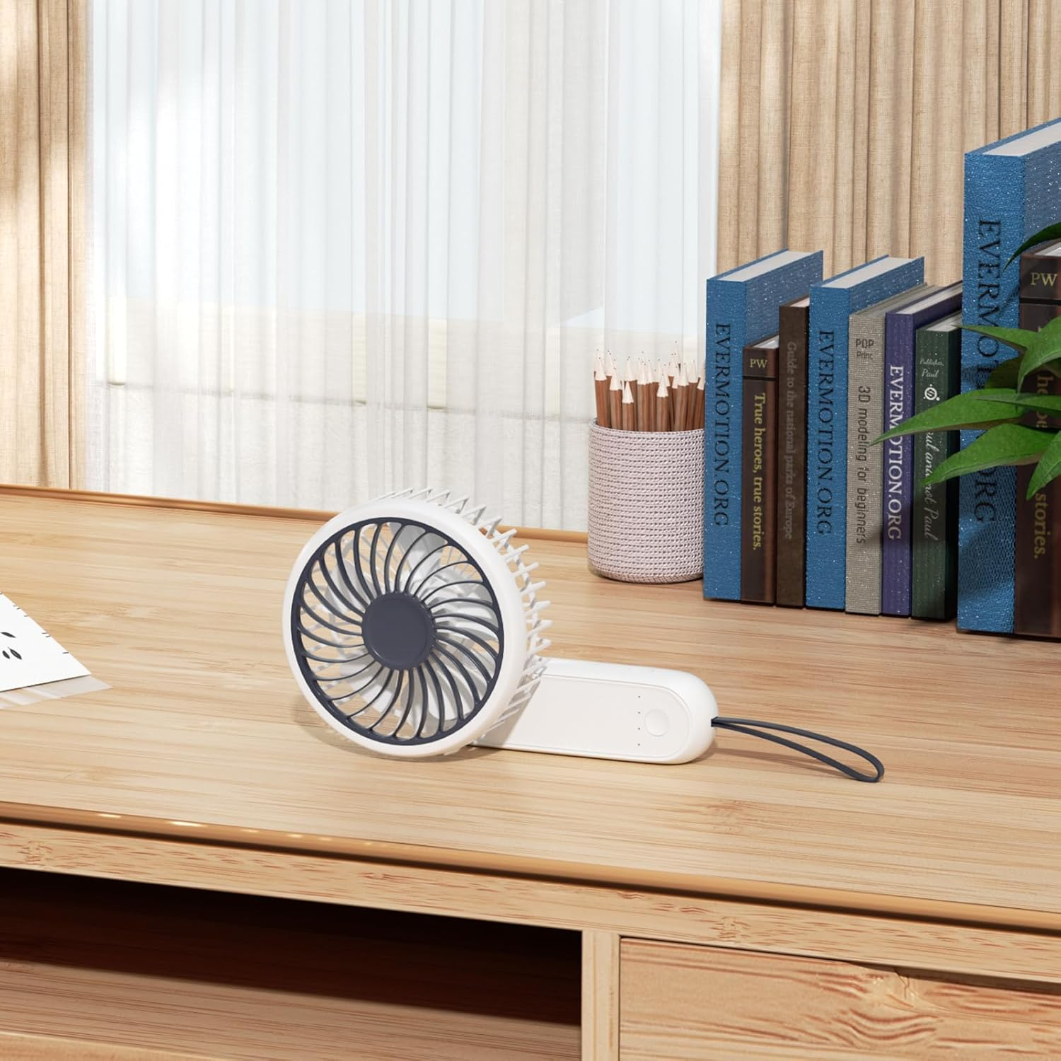 Magshion Foldable Handheld Mini Fan, Foldable USB Rechargeable Small Pocket Fan, Battery Operated Cooling Fan for Travel Indoor Outdoor, White