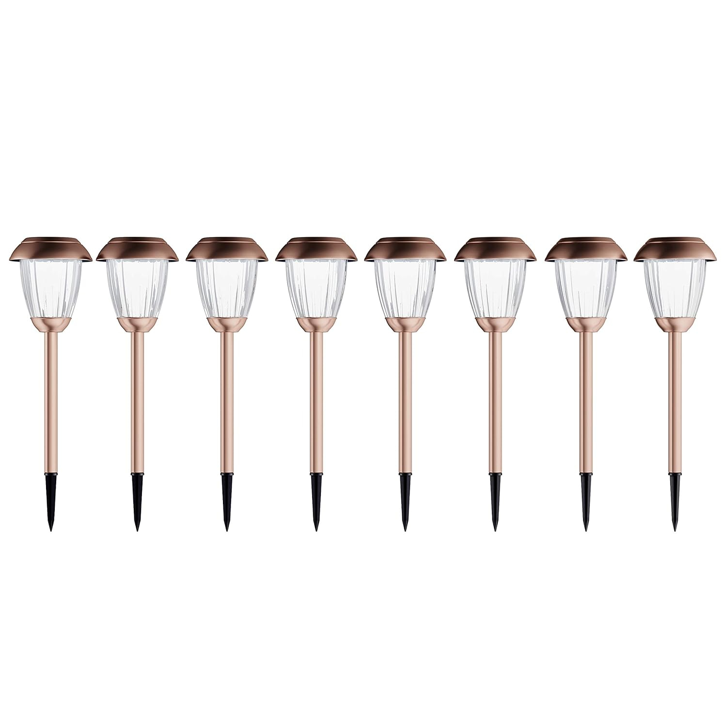 Pure Garden 50-LG1060 16 in. Solar Path Tall Stainless Steel Outdoor Stake Lighting for Garden - Copper - Set of 8
