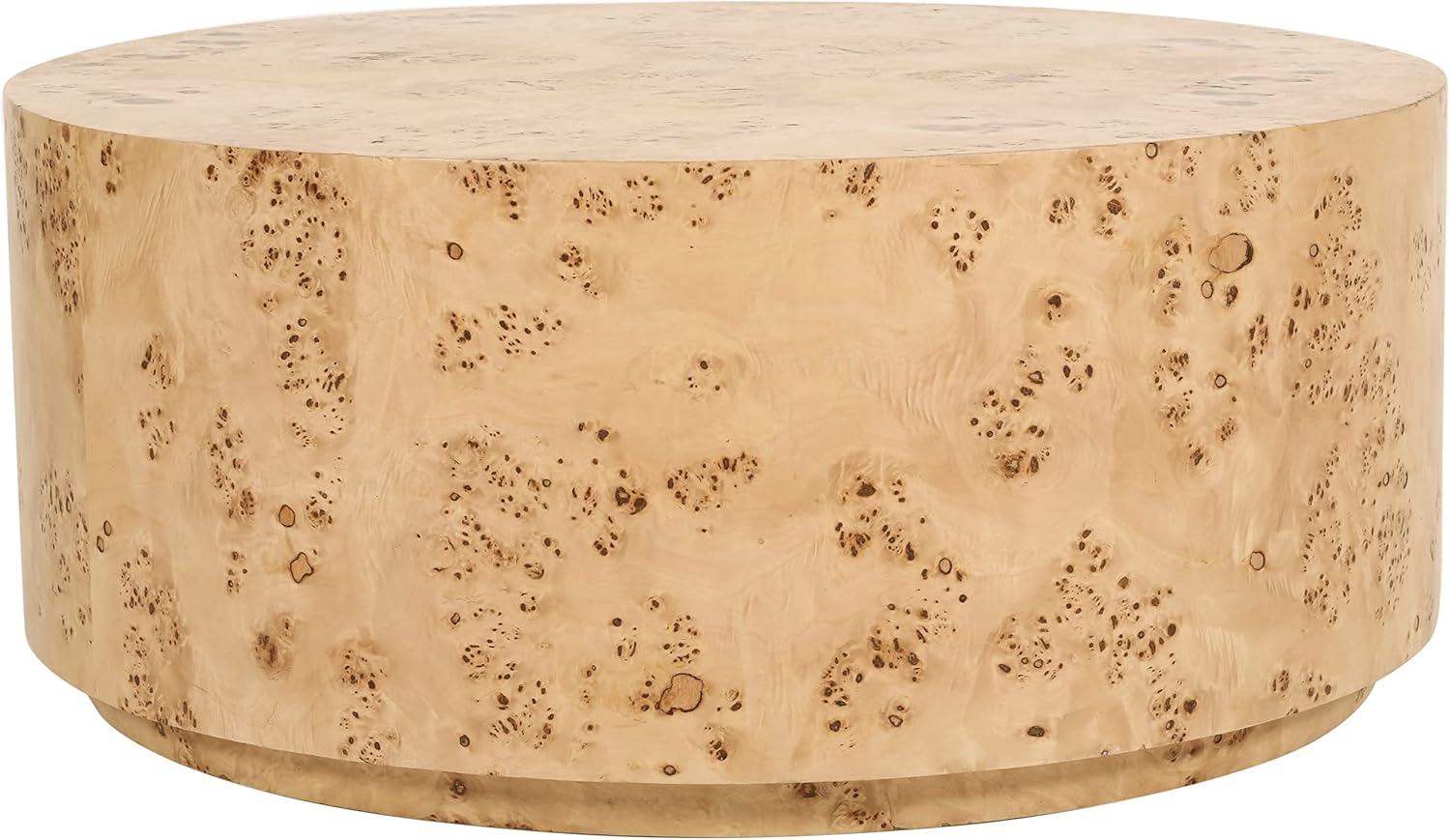 Natural Ash Burl Wood Round Coffee Table, 36"