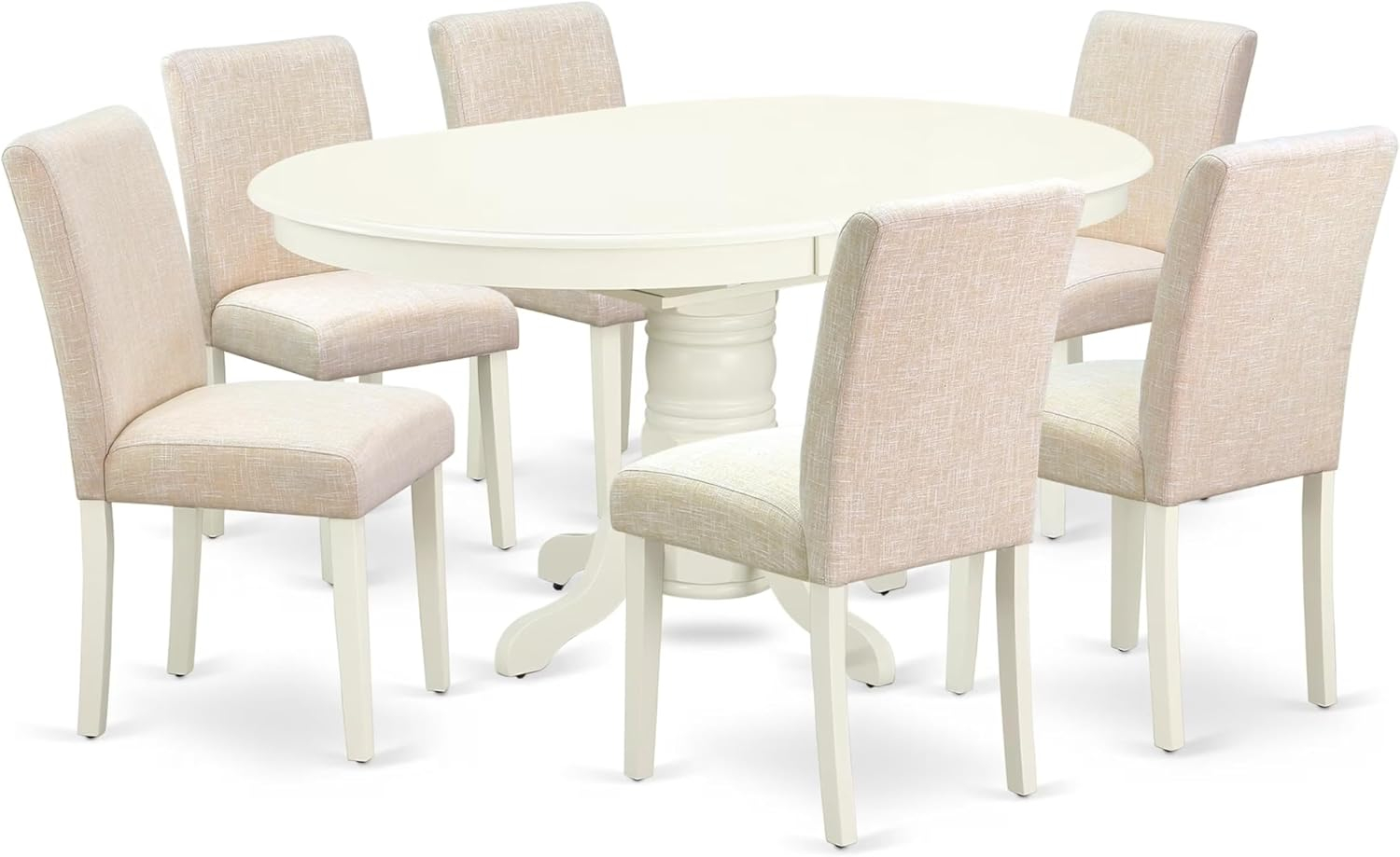 East West Furniture Dining Room Set Linen White, AVAB7-LWH-02