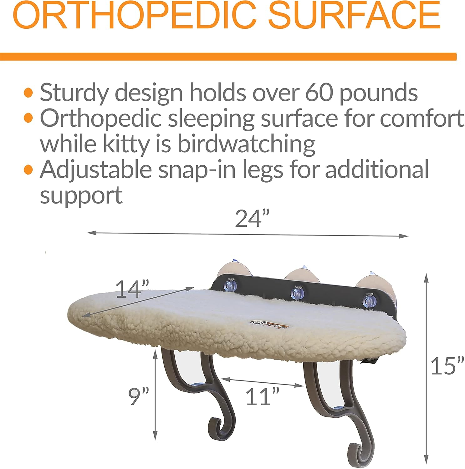 K&H Pet Products Universal Mount Kitty Sill Original Fleece 14 X 24 Inches