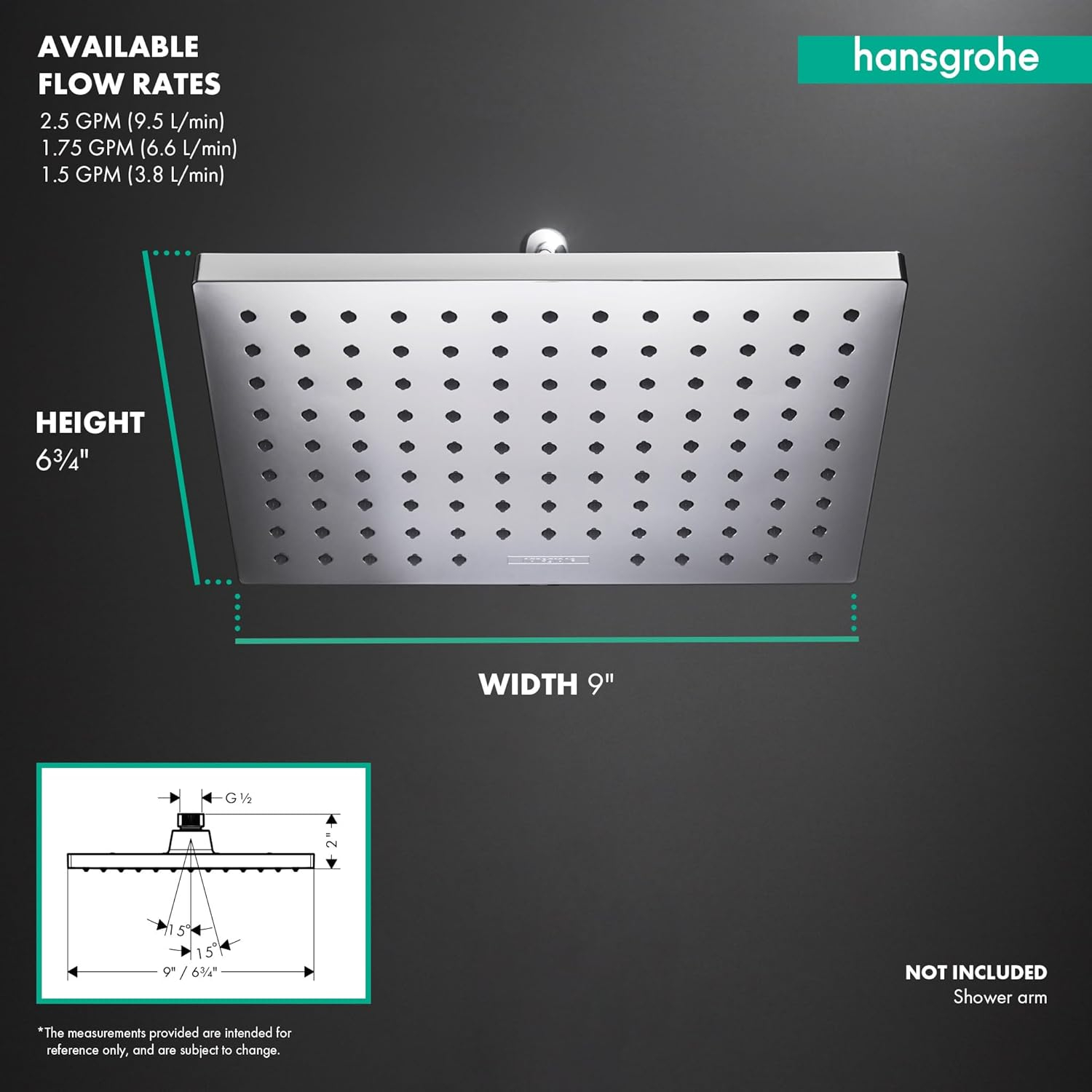 Vernis Blend 9-Inch Chrome Rain Showerhead with Jet Spray