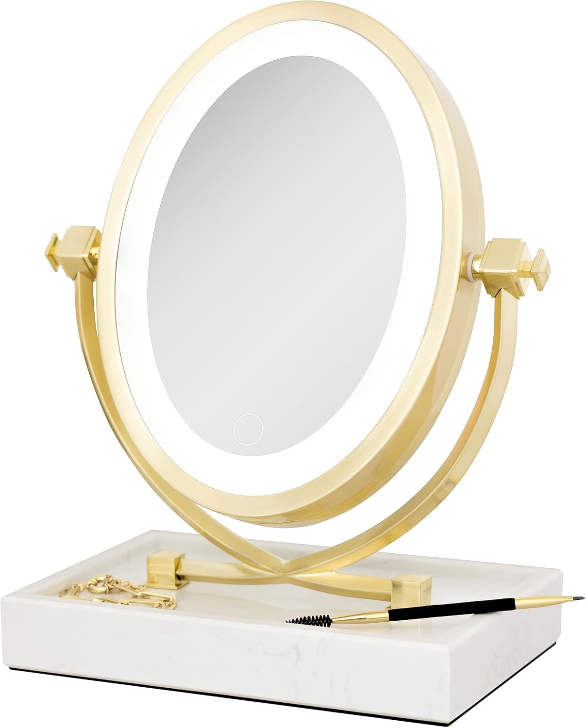 Zadro Brooklyn Oval LED Makeup Mirrors w/ Magnification & Marble Tray