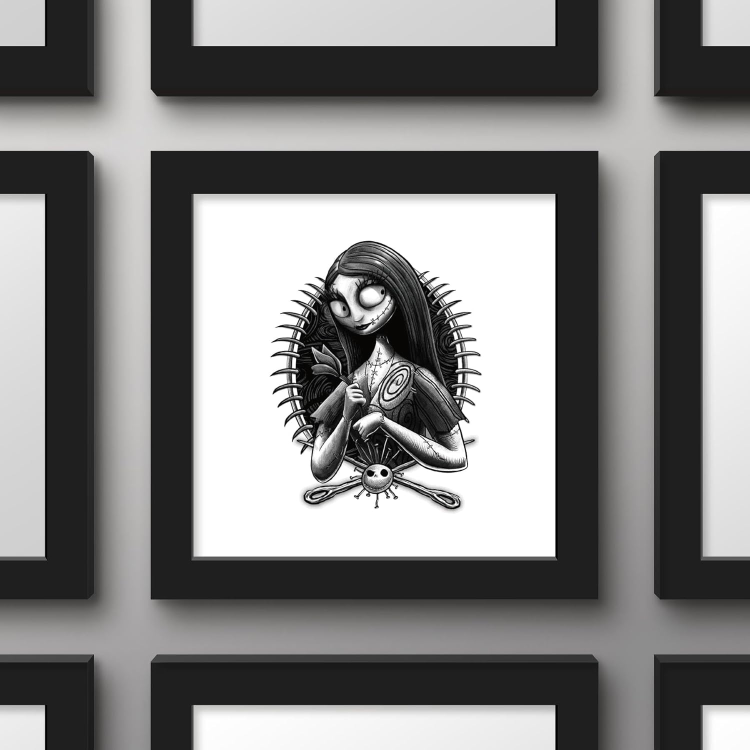 Gallery Pops Disney The Nightmare Before Christmas - Sally Ragdoll Portrait Wall Art, Black Framed Version, 12" x 12"