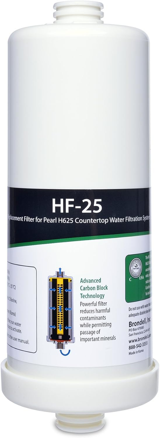 Brondell H2O+ Pearl Carbon Block Replacement Water Filter for H625 Water Filtration System