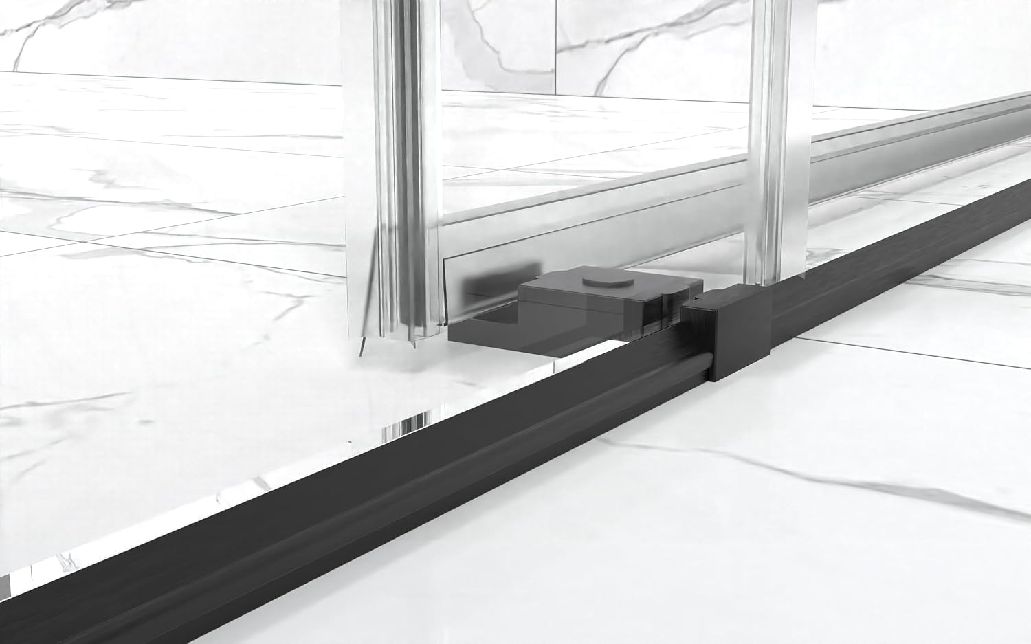 Sunrosa Shower Door 48"×76", Double Sliding Shower Door, Frameless Shower Door with Tempered Glass, Shower Glass Door in Matte Black