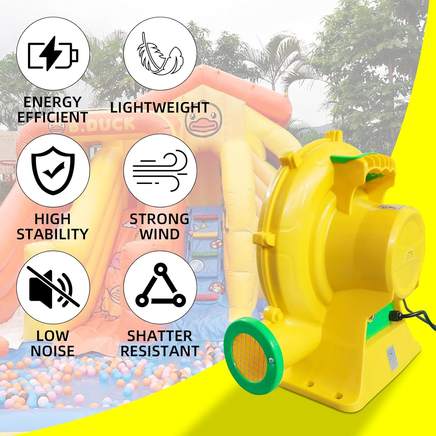 Costway Air Blower Pump Fan 480 Watt 0.6HP For Inflatable Bounce House Bouncy Castle