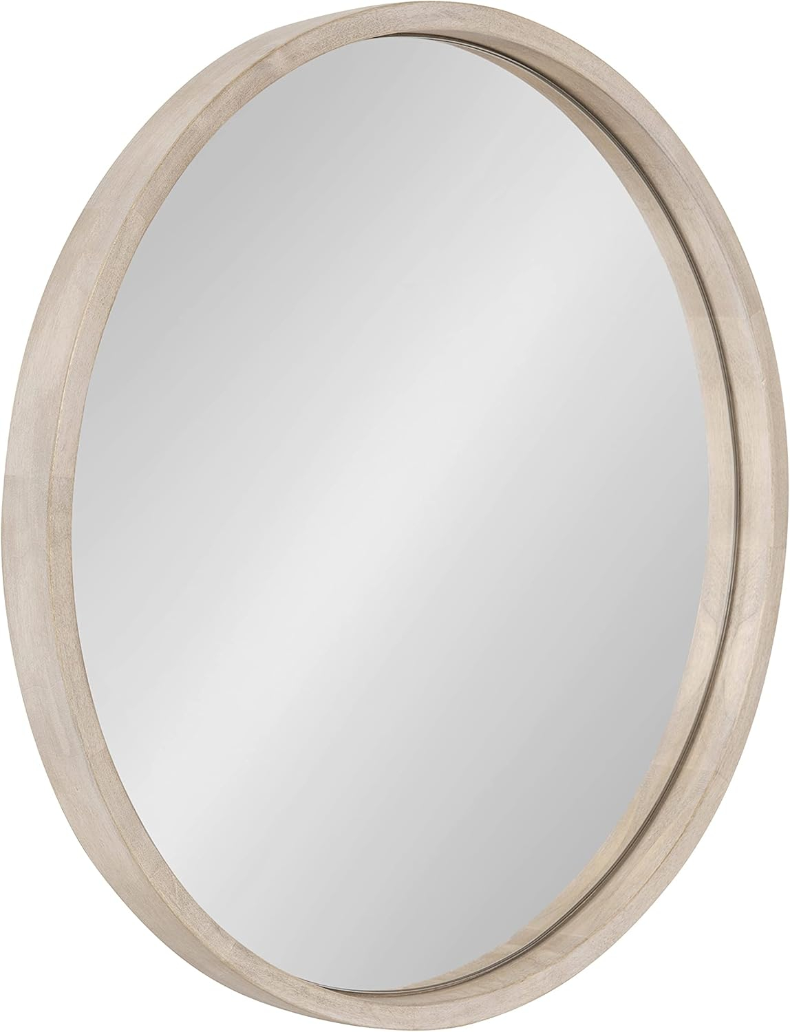 Kate and Laurel Valenti Round Framed Mirror, White 18" Diameter