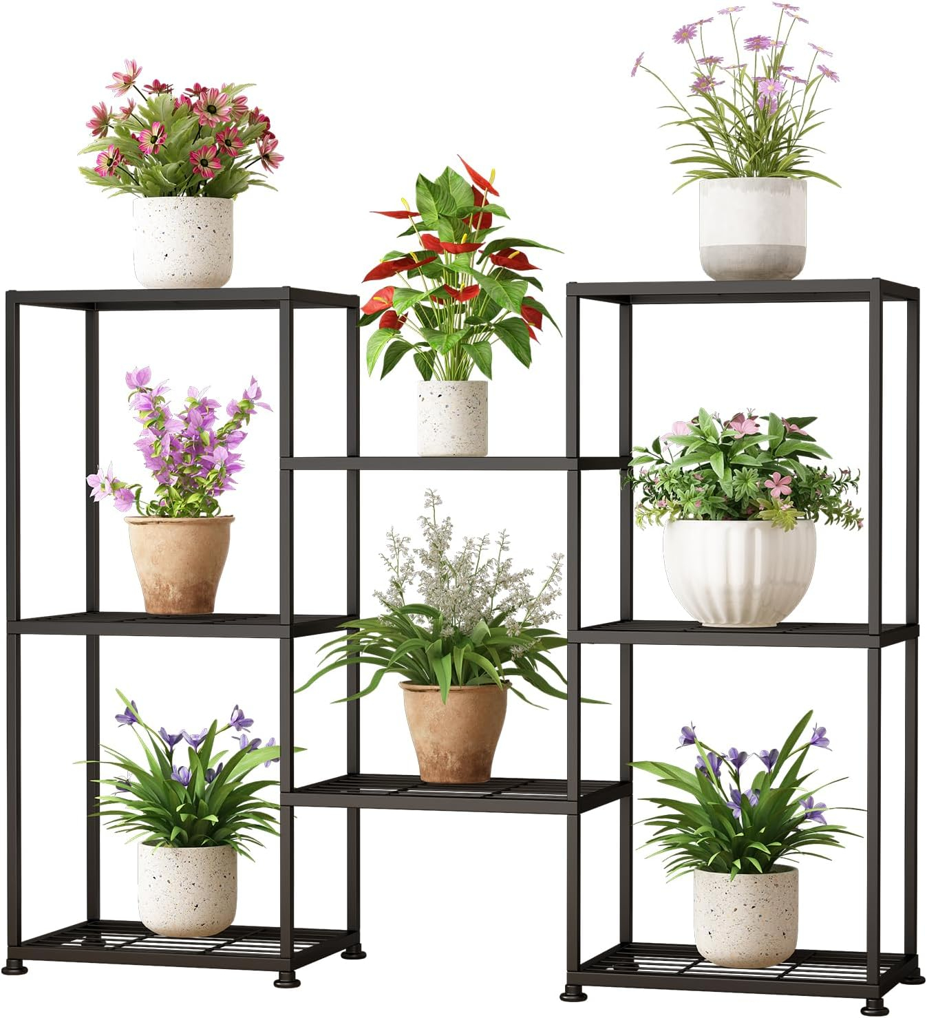 3 tier Plant Stand Indoor Metal Plant Stands Outdoor Tiered Plant Shelf for Multiple Plants, 8 Tiers Plant Rack Holder Garden Shelves Flower Stand for Living Room Patio Corner (8 Tiers-A)