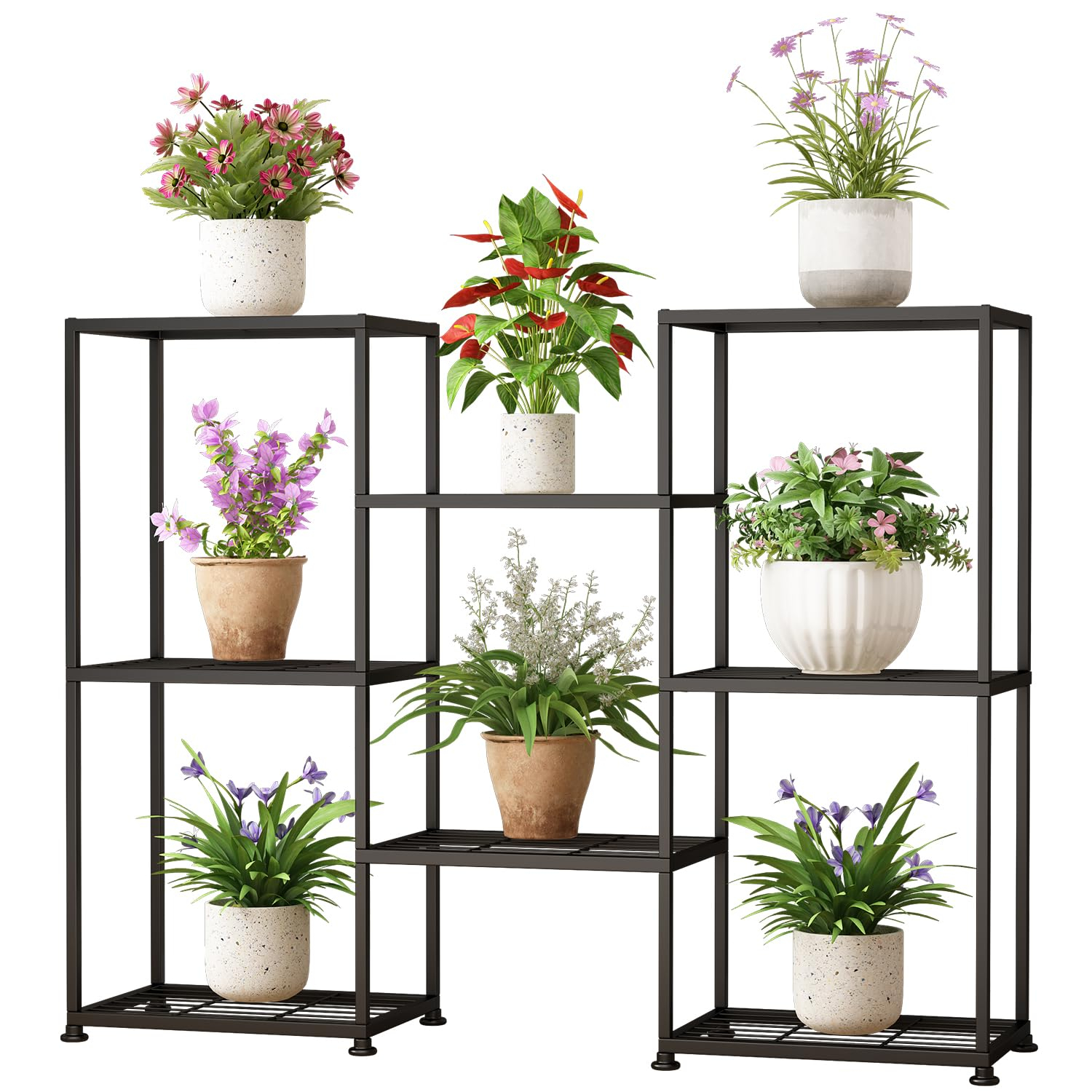 3 tier Plant Stand Indoor Metal Plant Stands Outdoor Tiered Plant Shelf for Multiple Plants, 8 Tiers Plant Rack Holder Garden Shelves Flower Stand for Living Room Patio Corner (8 Tiers-A)