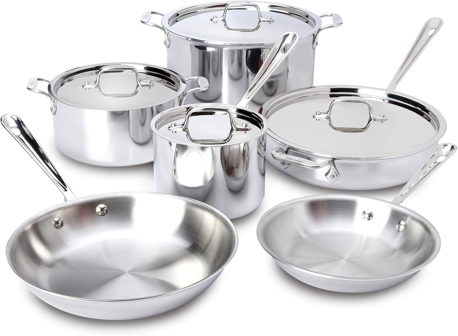 All-Clad D3 3-Ply Stainless Steel 10 Piece Cookware Set