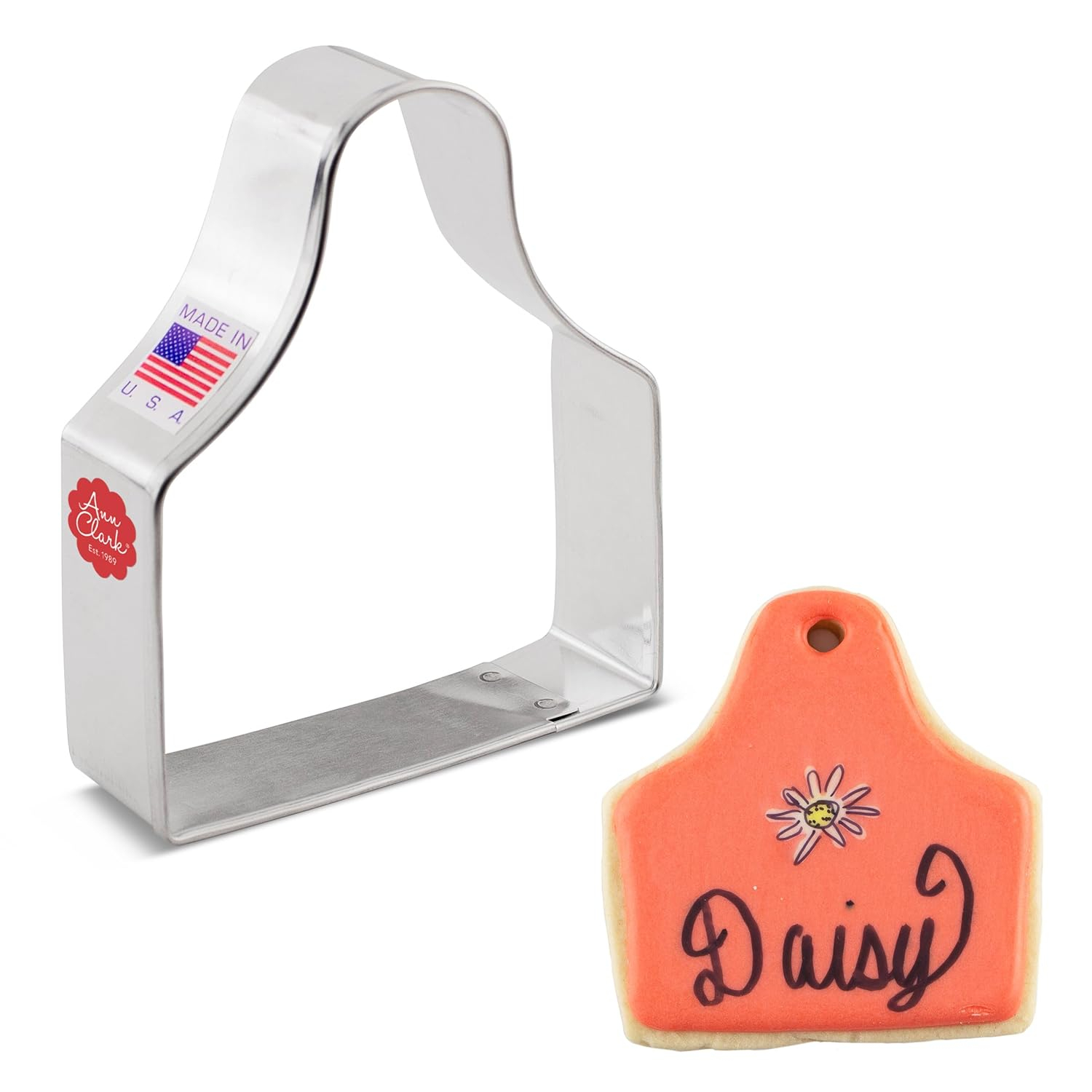 Ann Clark Ear Tag Cookie Cutter 3.25", Made in USA