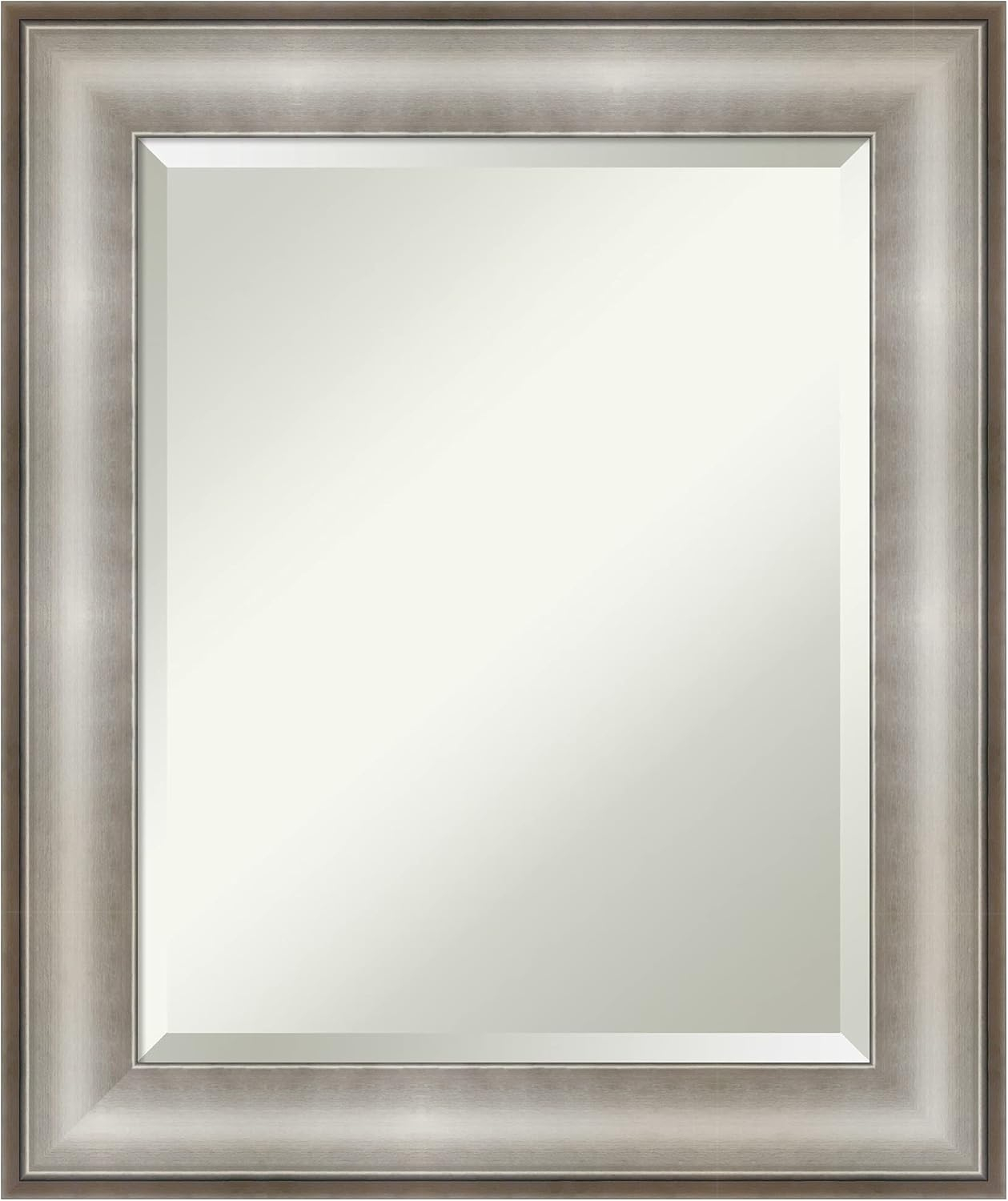 Amanti Art Beveled Bathroom Wall Mirror - Imperial Frame Imperial Silver Outer Size: 21 x 25 in Silver