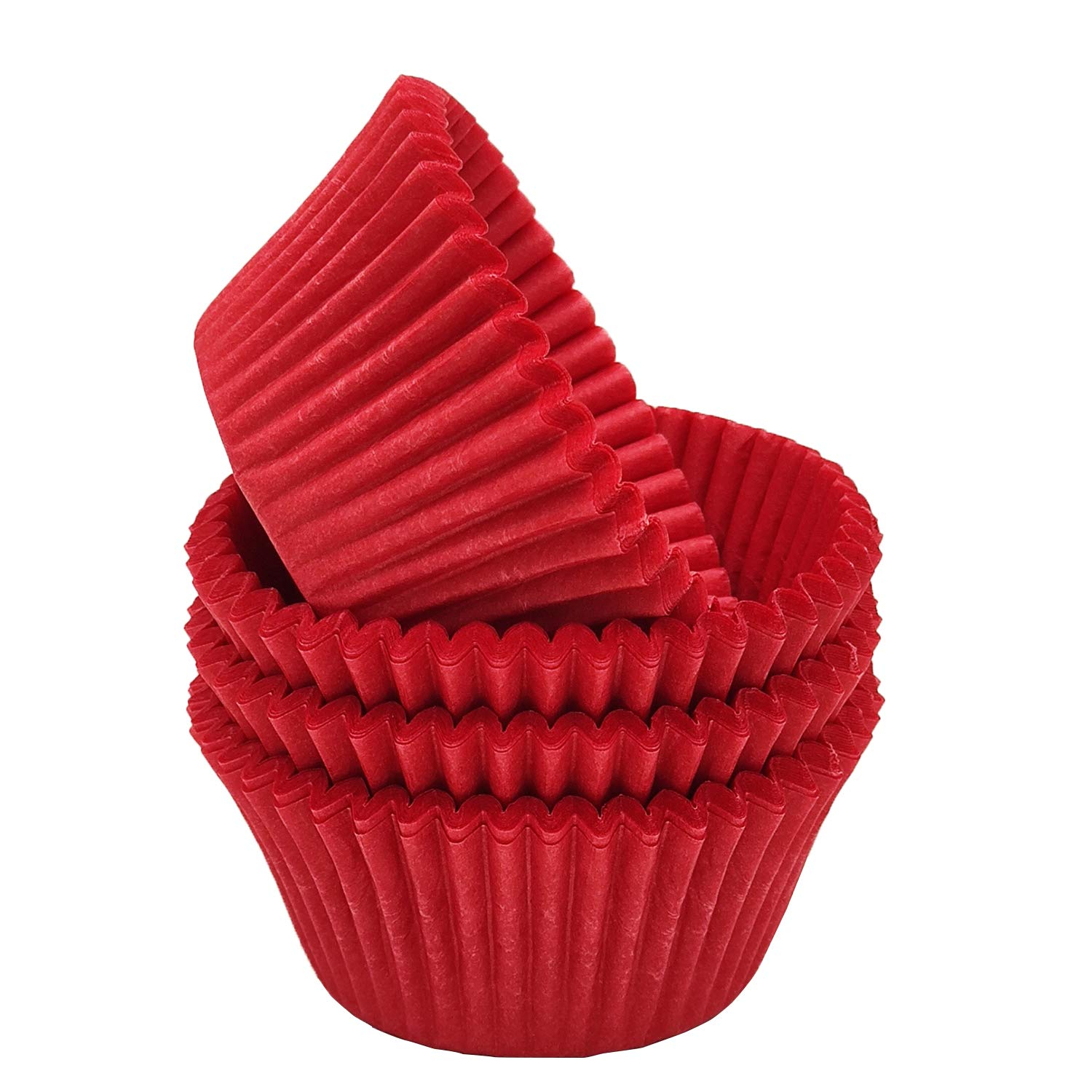 Vibrant Red Greaseproof Paper Cupcake Liners, Standard Size, 100-Count