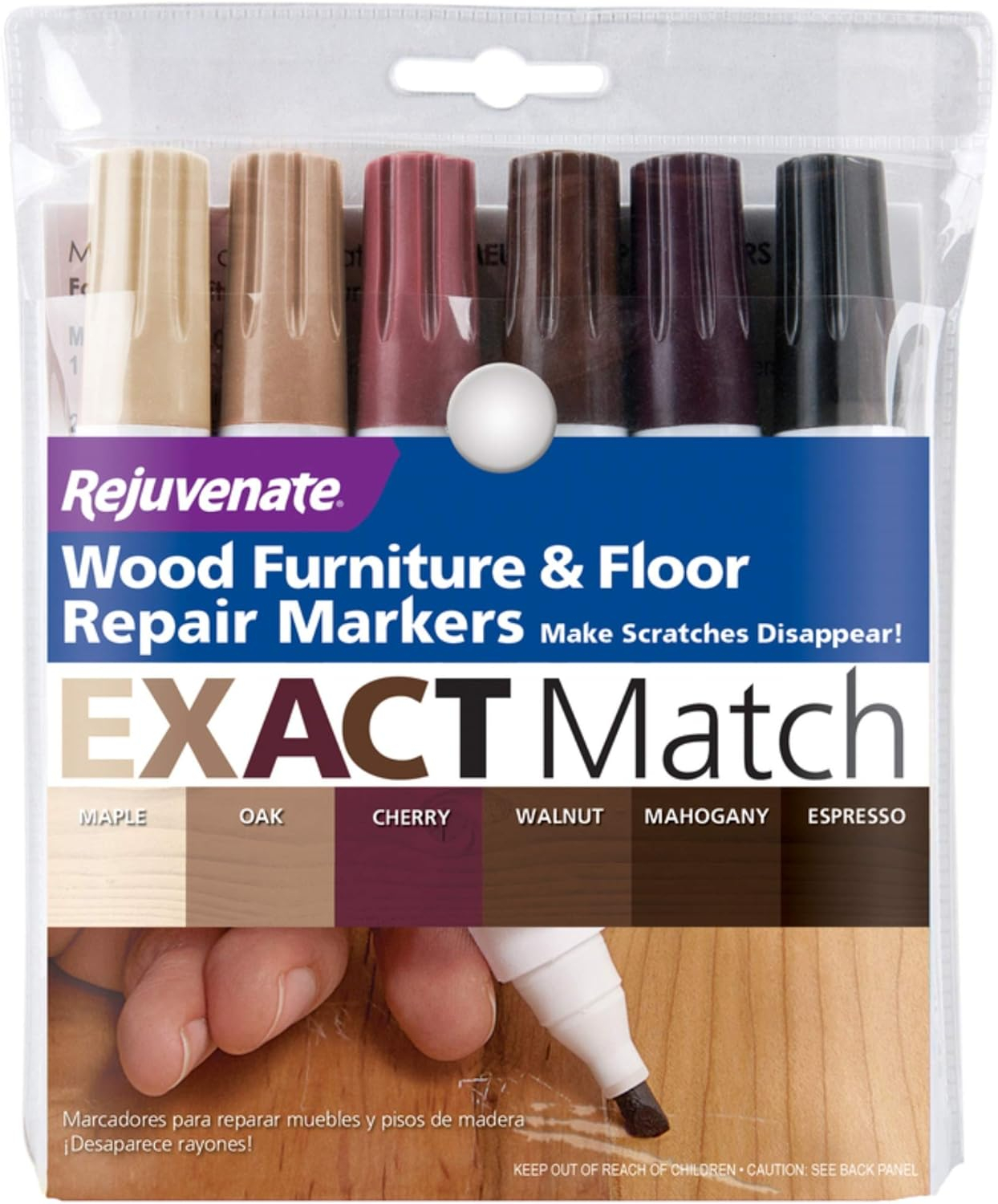Rejuvenate RJ6WM Wood Furniture & Floor Repair Markers, 6 Assorted Tones - Quantity 1