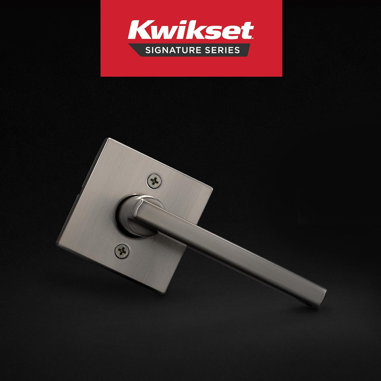 Kwikset Halifax Dummy Door Handle, Single Sided Lever for Closets, French Double Doors, and Pantry, Satin Nickel Non-Turning Reversible Interior Push/Pull Lever, with Microban Protection