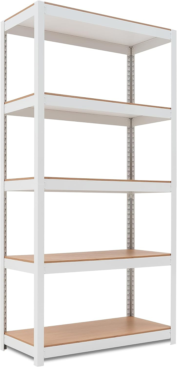 HOMEDANT White Pantry Shelving Units 5-Tier Metal Kitchen Storage Shelves,  36.2"W x 16.5"D x 71.3"H