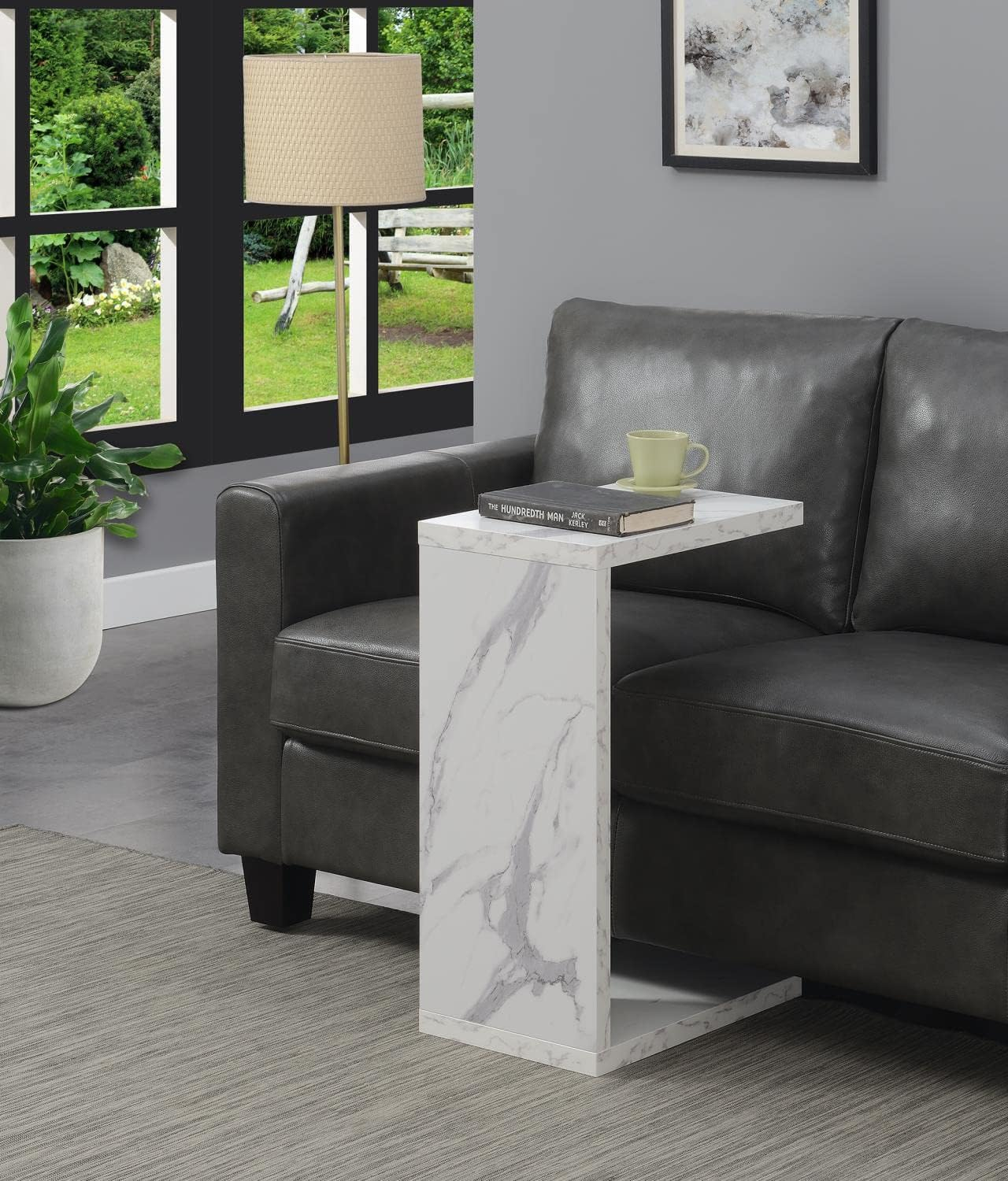 Convenience Concepts Northfield Admiral C End Table, White Faux Marble