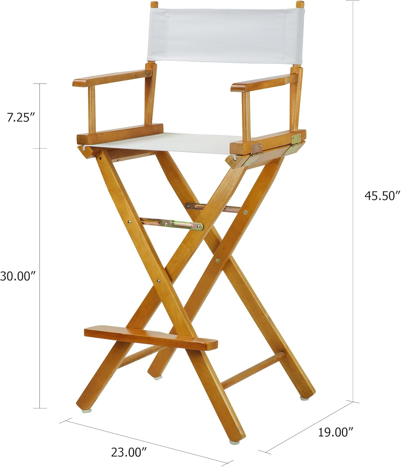 Casual Home 30" Director's Chair Honey Oak Frame-with White Canvas, Bar Height